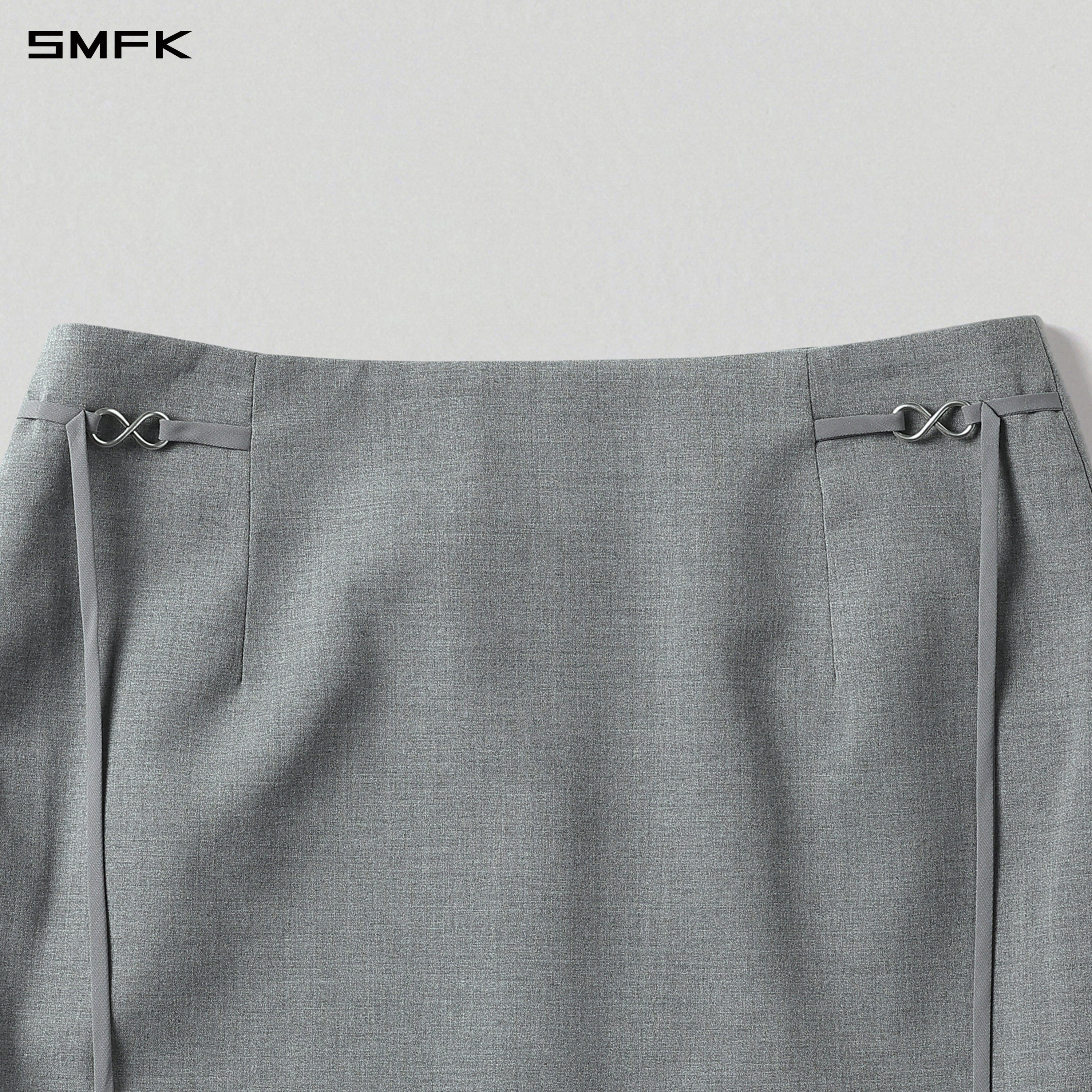 PERMANENT ELEGANT FORMAL MIDDLE SKIRT/POLYESTER+VISCOSE+WOOL GLACIER GREY