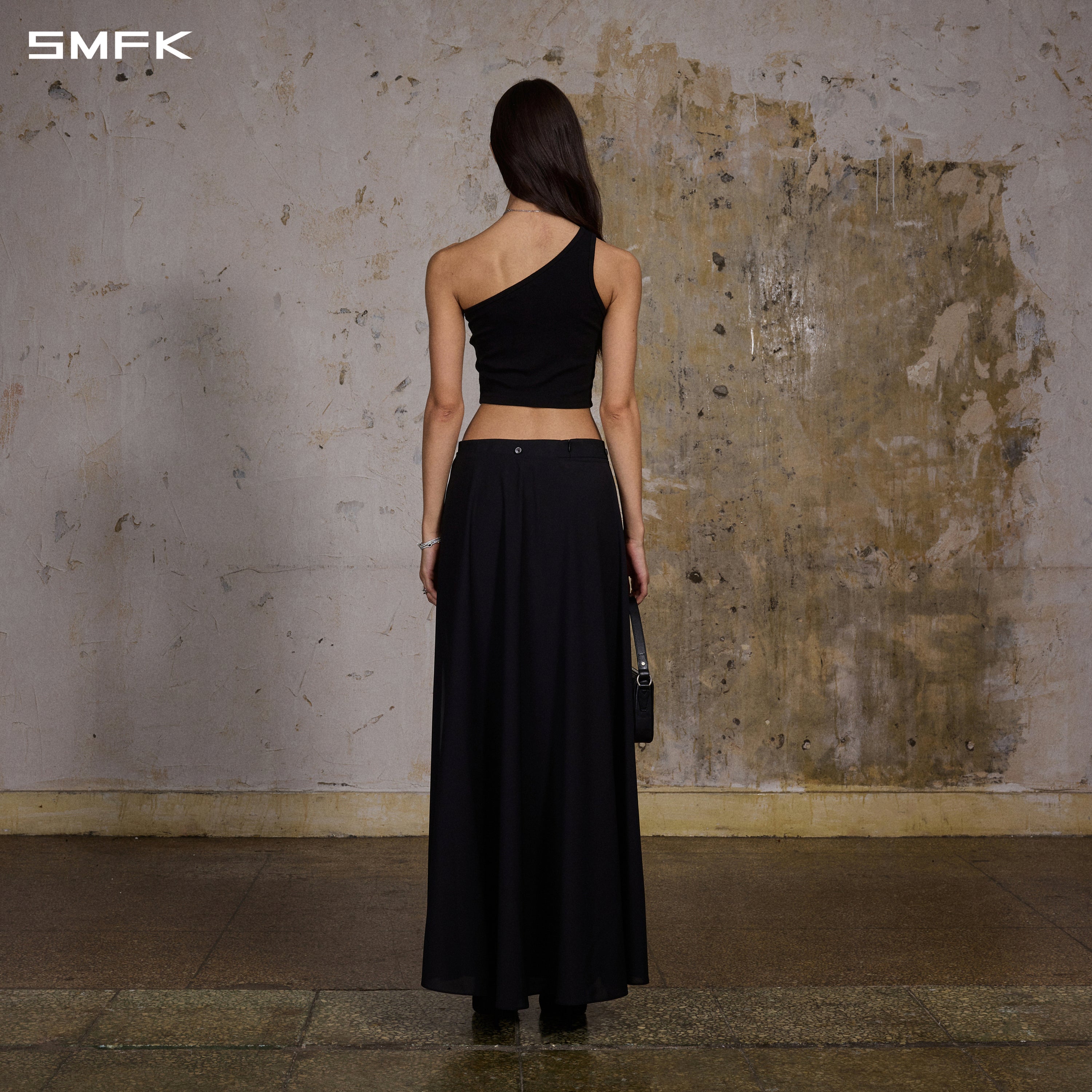 PERMANENT PRISM CAPE FORMAL MERMAID SKIRT/POLYESTER + VISCOSE + WOOL MIDNIGHT BLACK