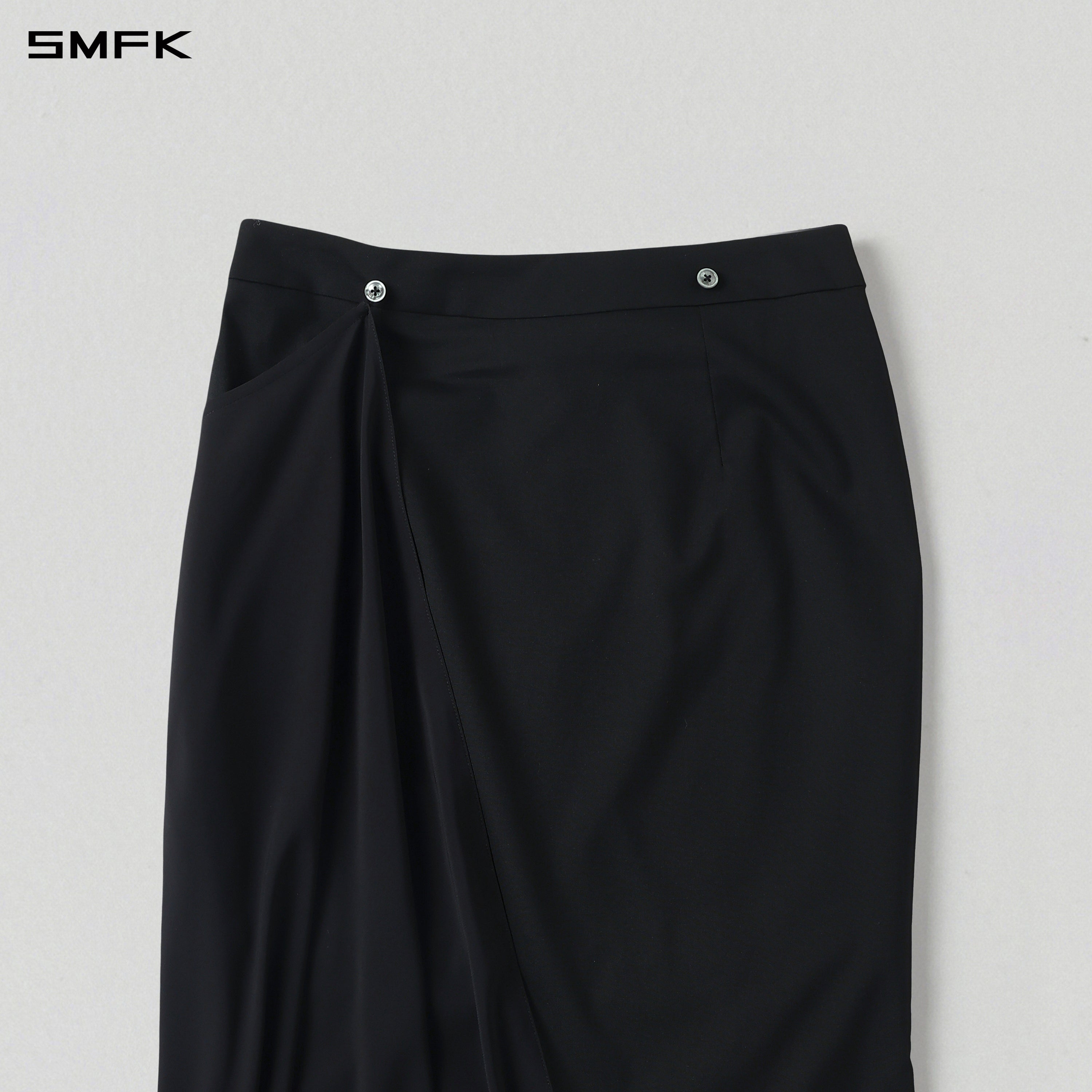 PERMANENT PRISM CAPE FORMAL MERMAID SKIRT/POLYESTER + VISCOSE + WOOL MIDNIGHT BLACK