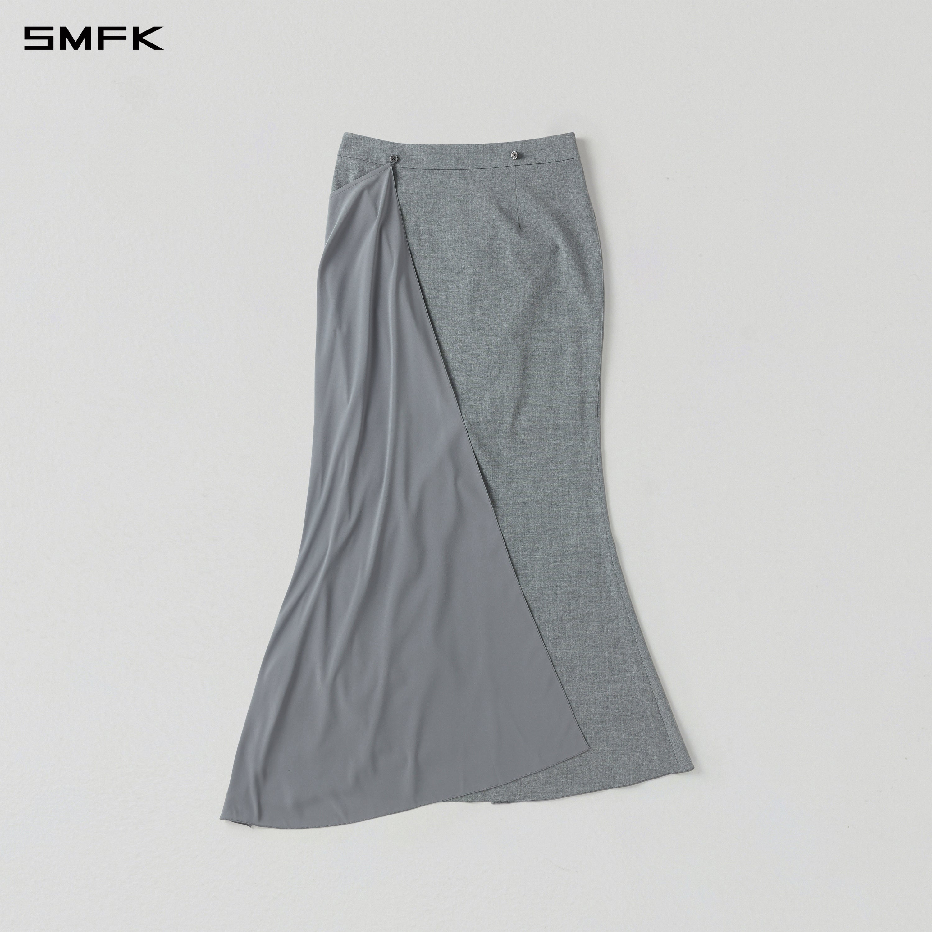PERMANENT PRISM CAPE FORMAL MERMAID SKIRT/POLYESTER + VISCOSE + WOOL GLACIER GREY