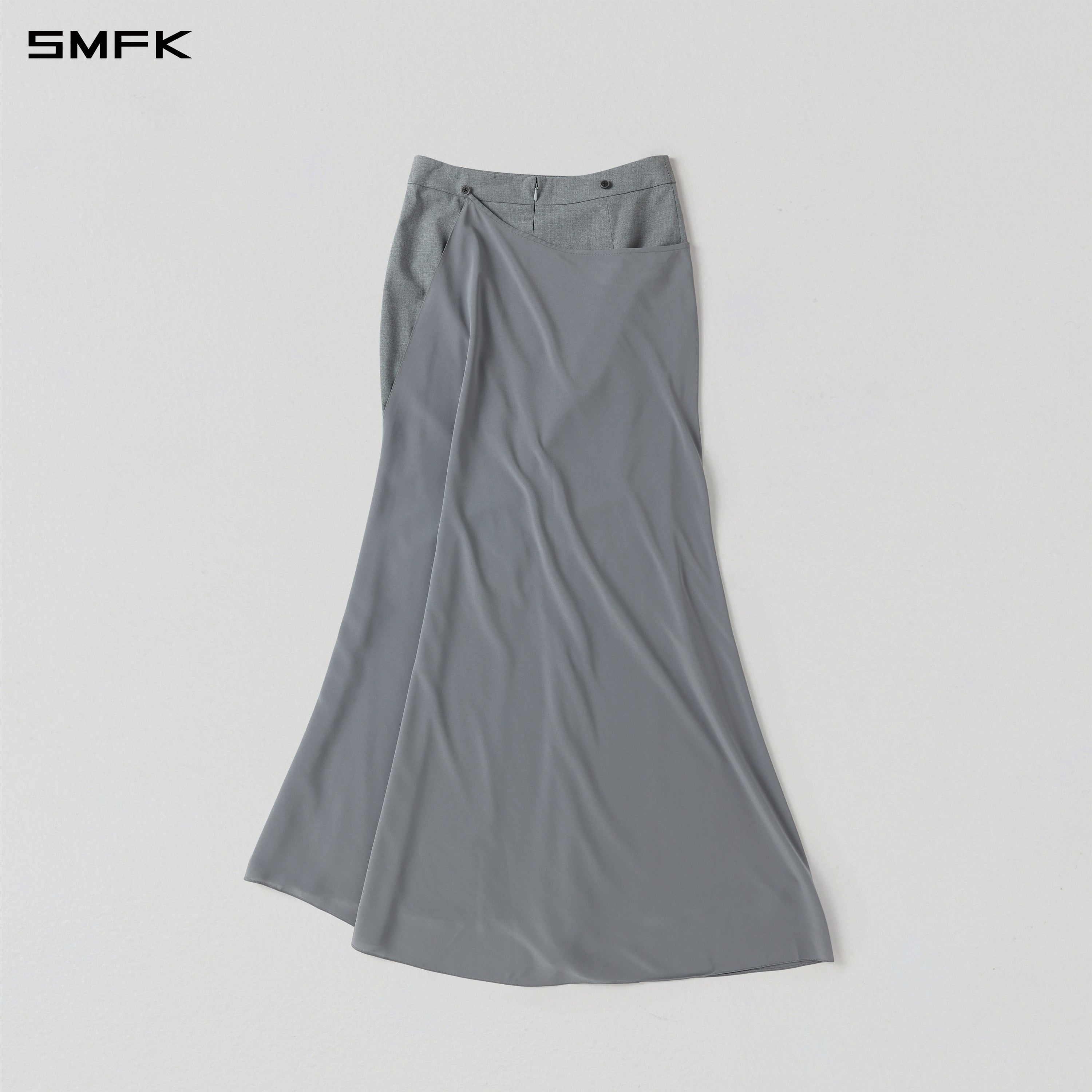 PERMANENT PRISM CAPE FORMAL MERMAID SKIRT/POLYESTER + VISCOSE + WOOL GLACIER GREY