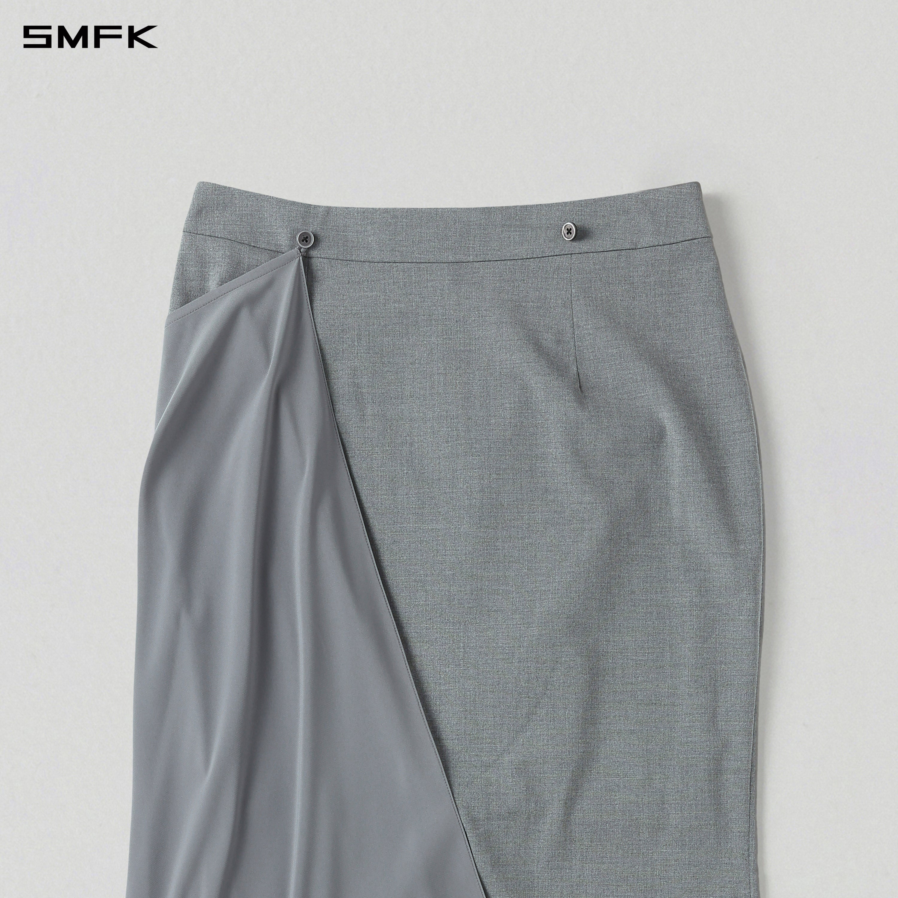 PERMANENT PRISM CAPE FORMAL MERMAID SKIRT/POLYESTER + VISCOSE + WOOL GLACIER GREY
