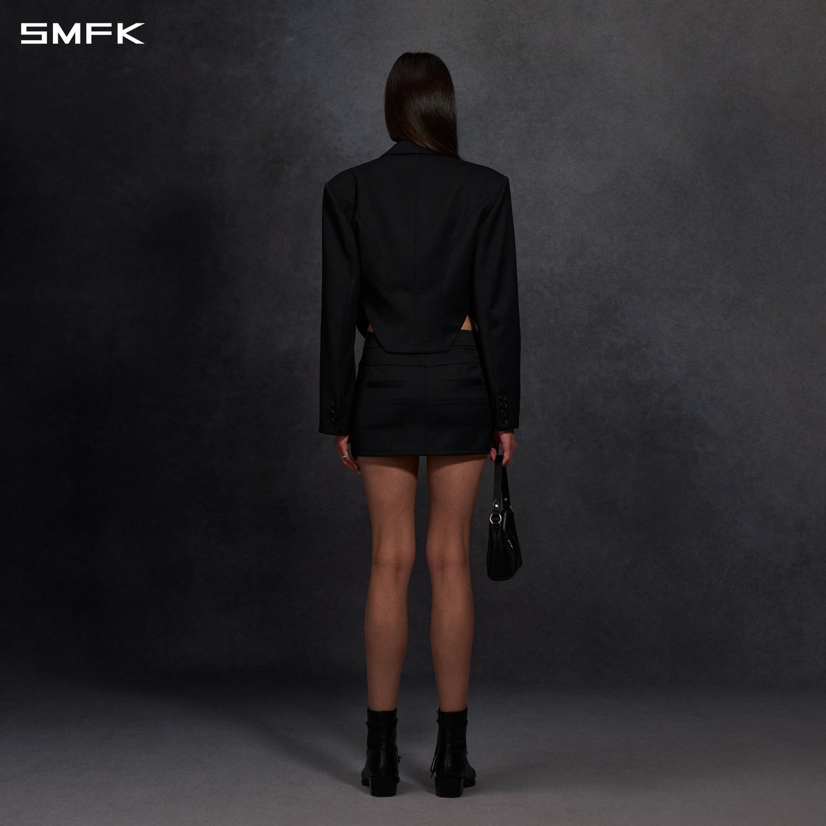 MYTH AEOLUS SYMMETRY LOW WAIST FORMAL DRESS/WOOL WILD BLACK