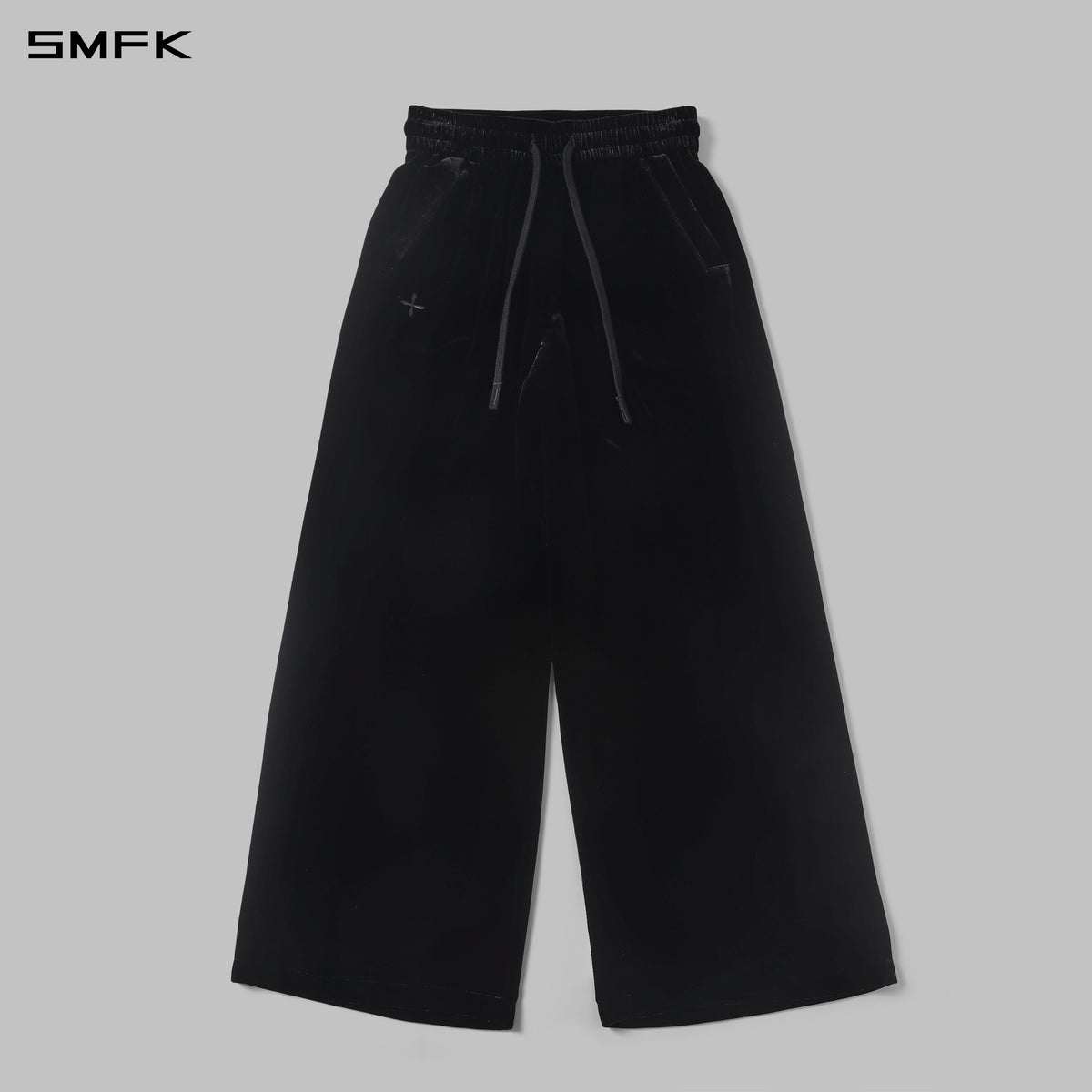 MYTH AEOLUS SYMMETRY TOWER VELVET LOOSE PANTS/SILK VELVET BLACK VELVET
