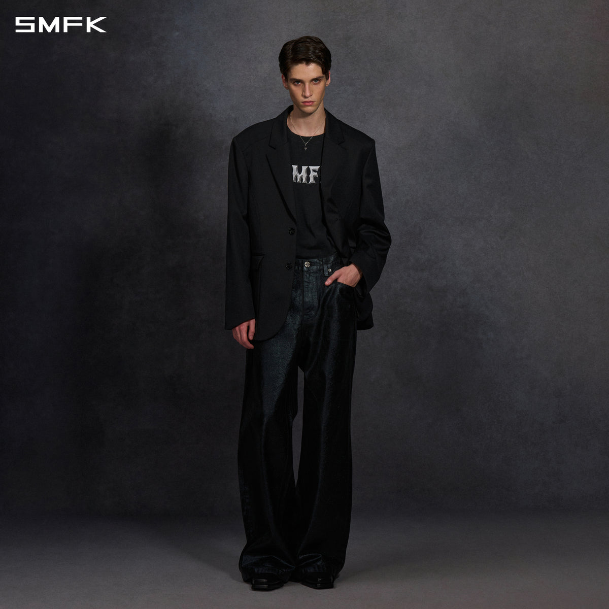 MYTH AEOLUS SYMMETRY LOOSE FORMAL SUIT/WOOL/U WILD BLACK
