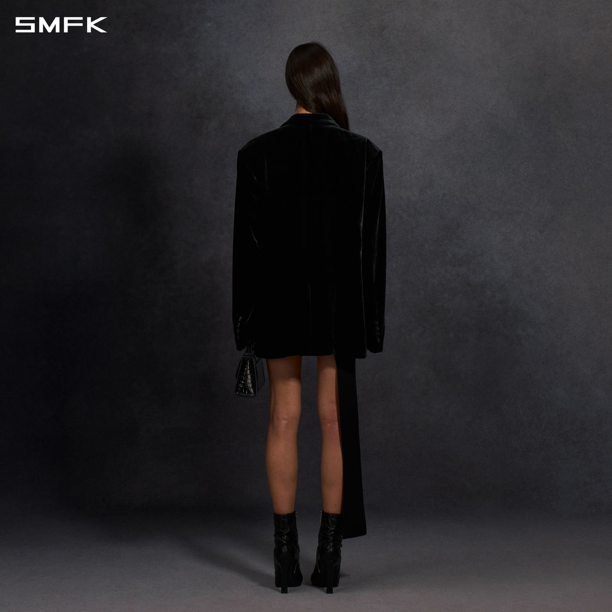 MYTH AEOLUS SYMMETRY LOOSE FORMAL SUIT/SILK VELVET/U BLACK VELVET
