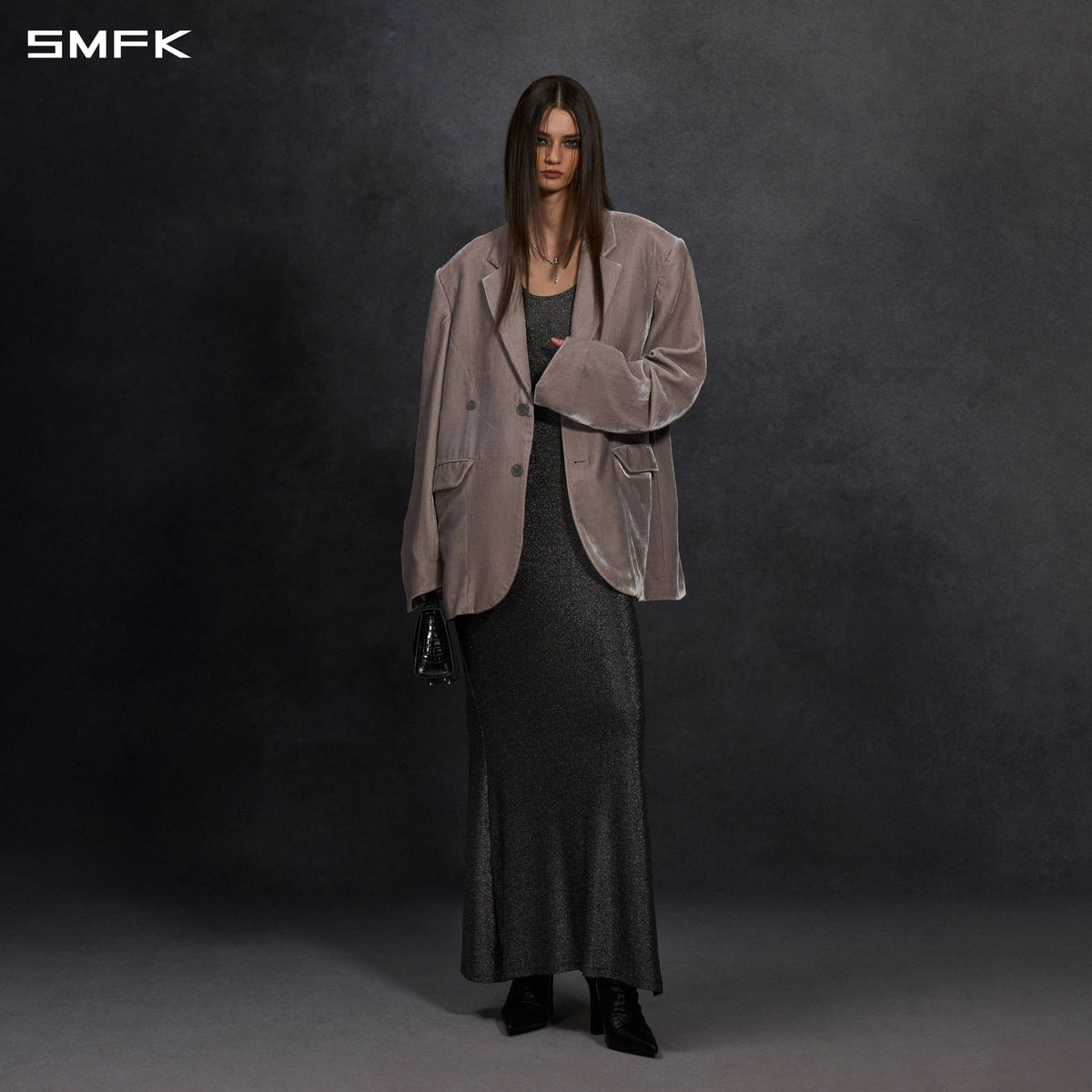 MYTH AEOLUS SYMMETRY LOOSE FORMAL SUIT/SILK VELVET/U SLIVER VELVET