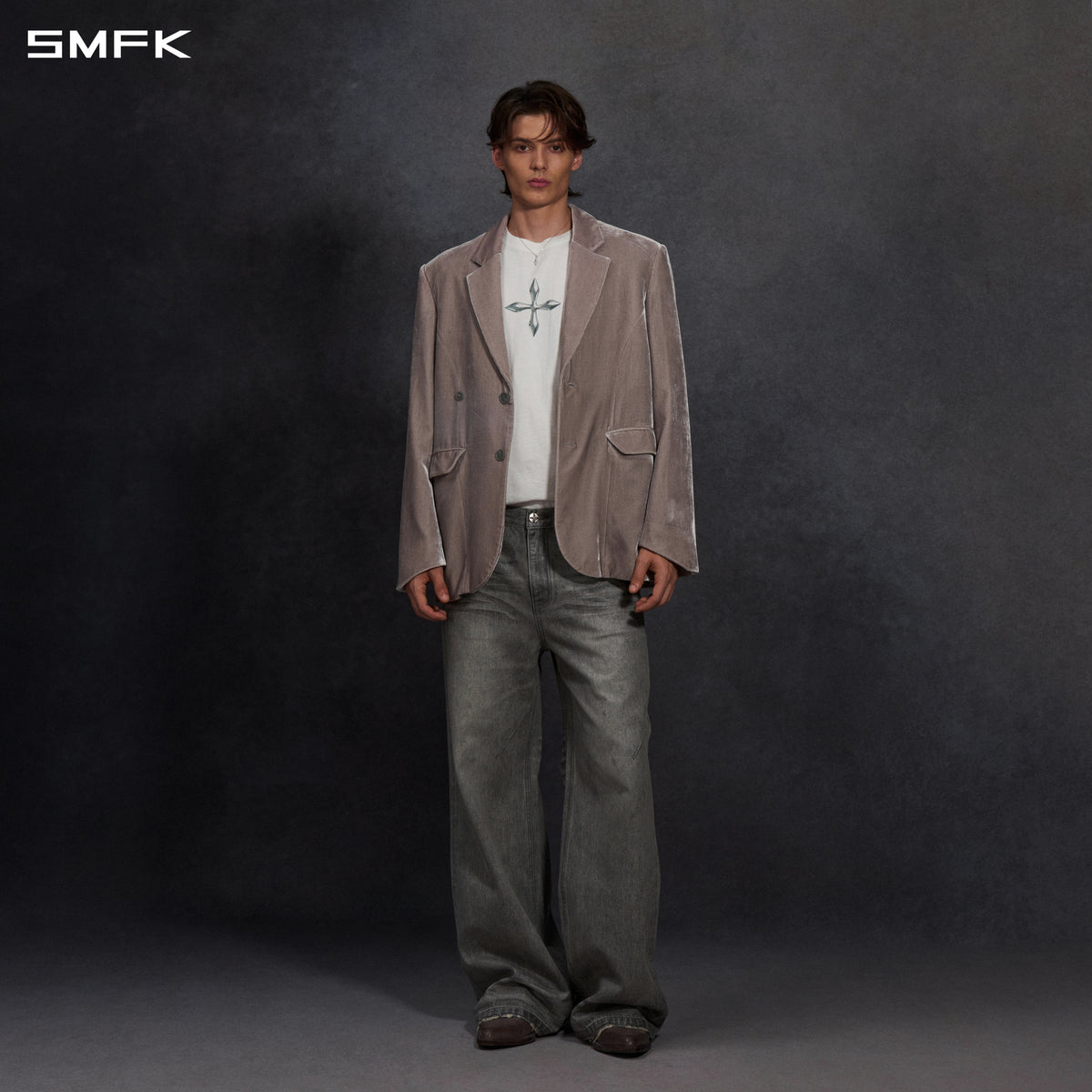 MYTH AEOLUS SYMMETRY LOOSE FORMAL SUIT/SILK VELVET/U SLIVER VELVET