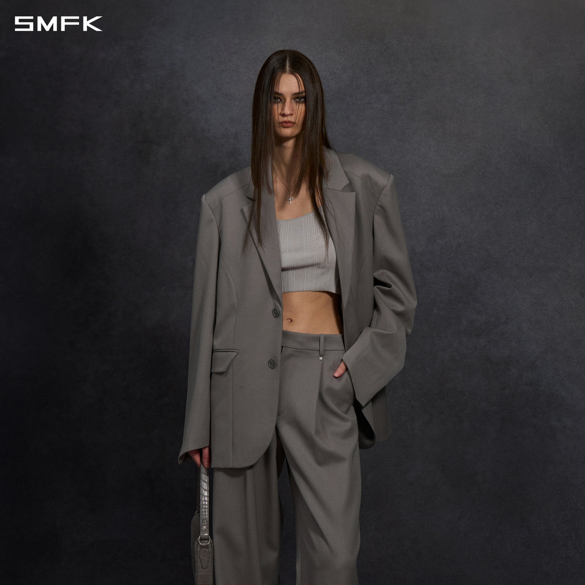 MYTH AEOLUS SYMMETRY LOOSE FORMAL SUIT/WOOL/U MIST GREY