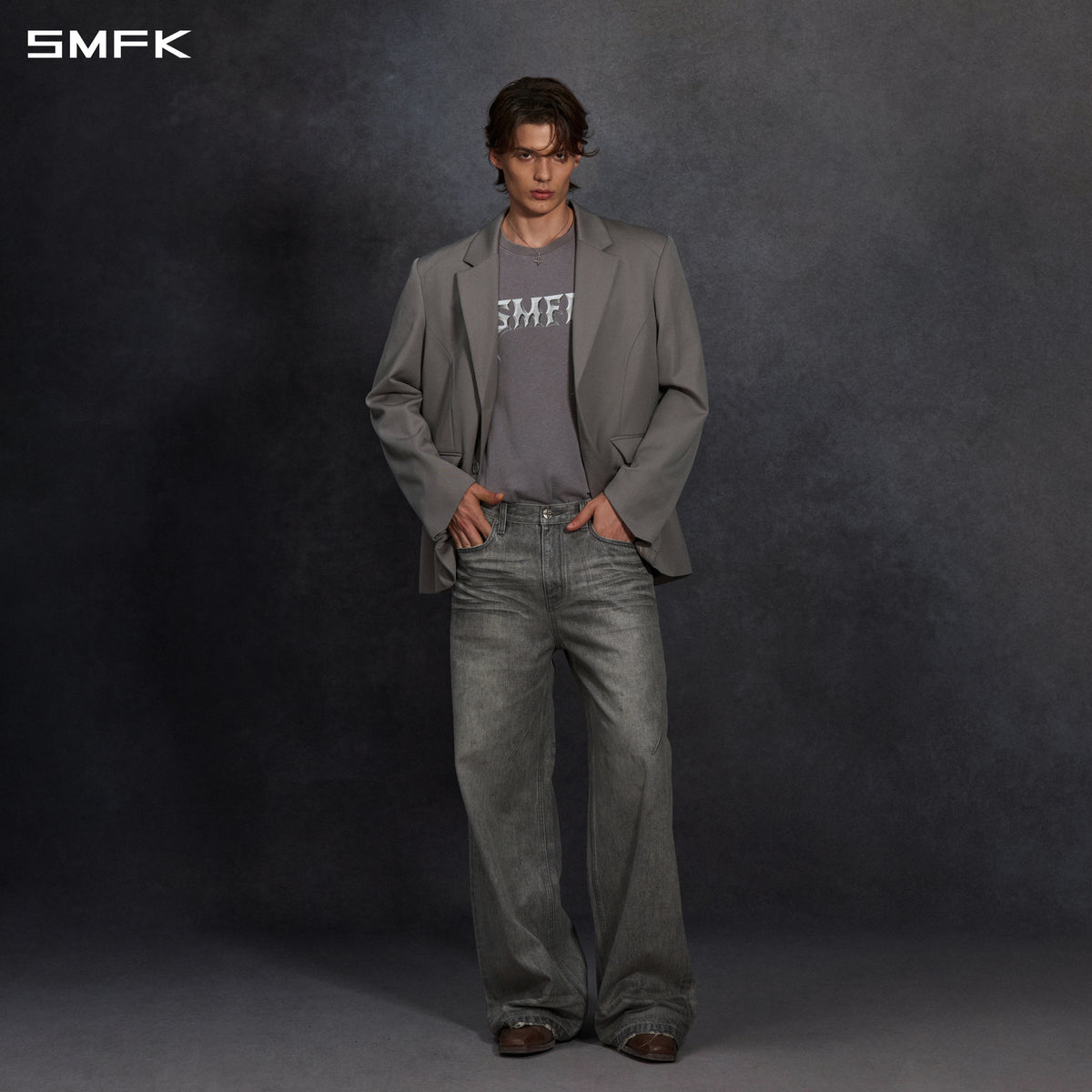 MYTH AEOLUS SYMMETRY LOOSE FORMAL SUIT/WOOL/U MIST GREY
