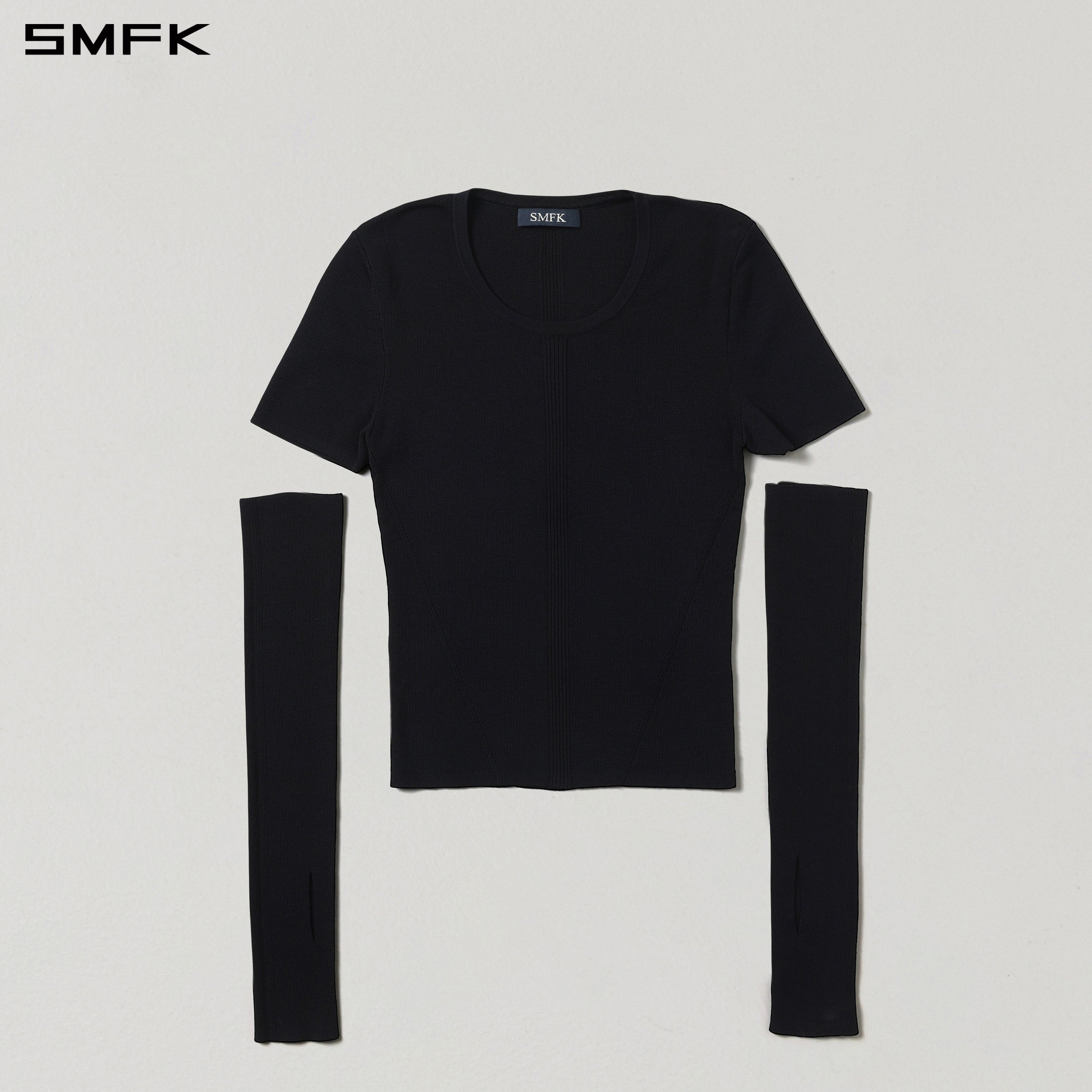 MYTH SIREN EVENING SLIM KNIT TEE/TENCEL+SILK WILD BLACK