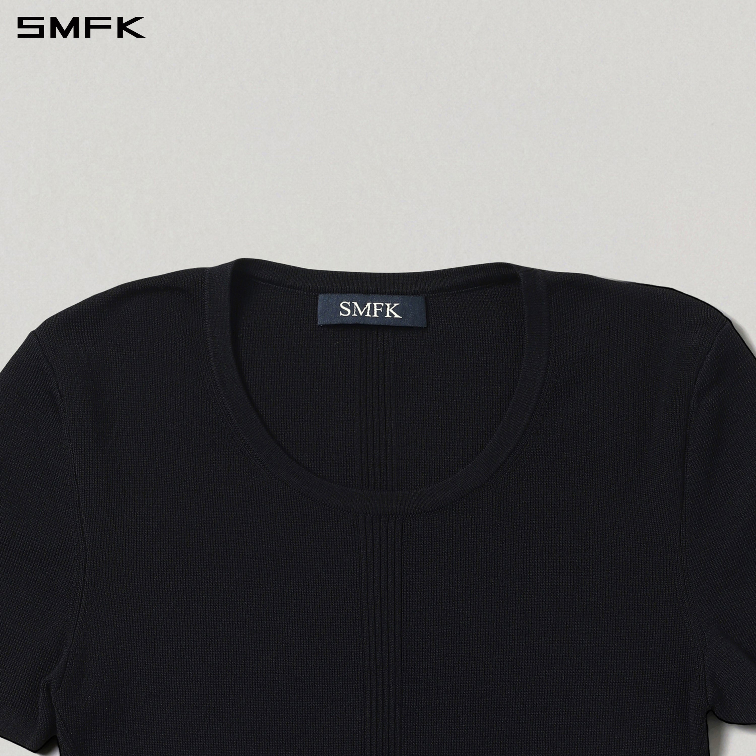 MYTH SIREN EVENING SLIM KNIT TEE/TENCEL+SILK WILD BLACK