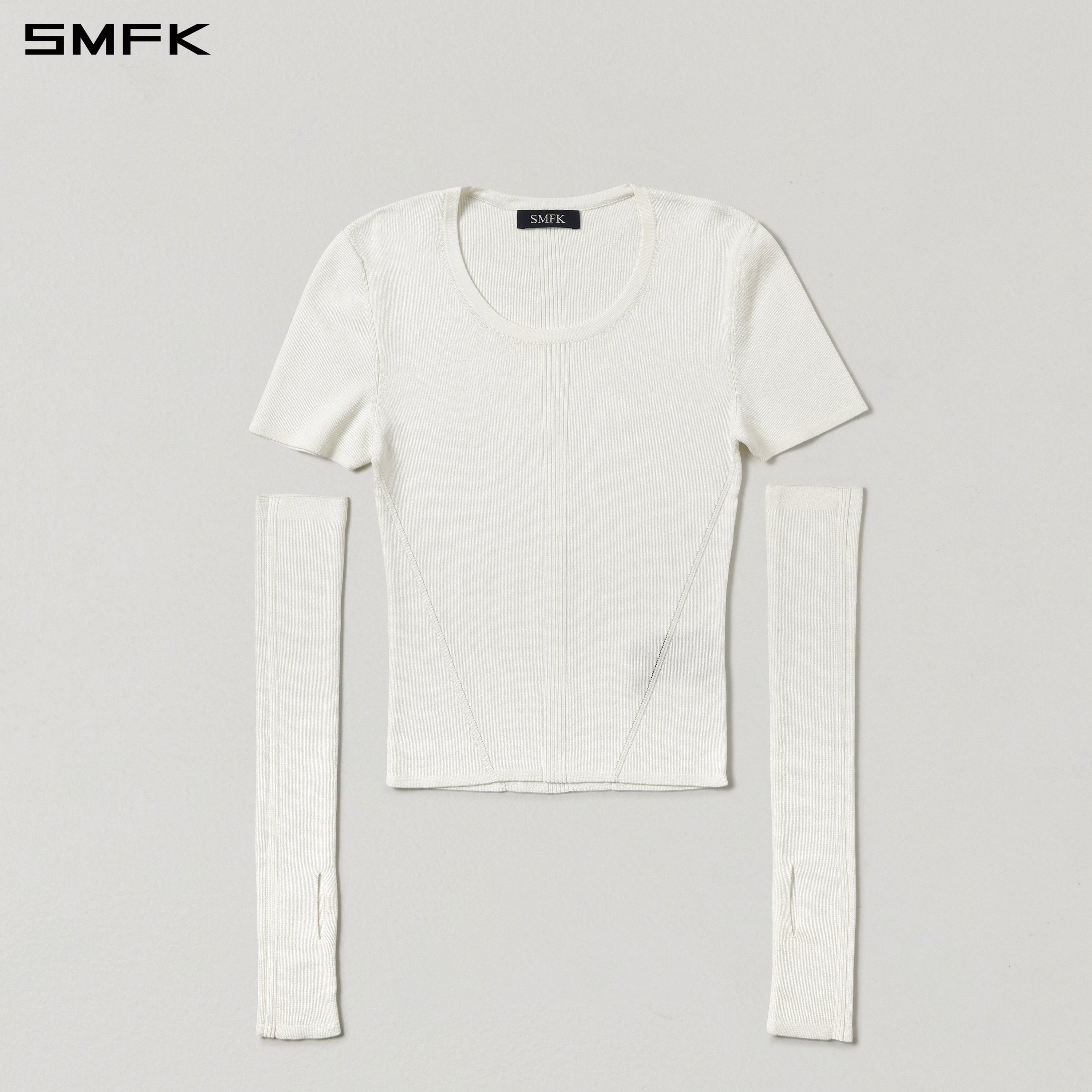 MYTH SIREN EVENING SLIM KNIT TEE/TENCEL+SILK CLOUD WHITE