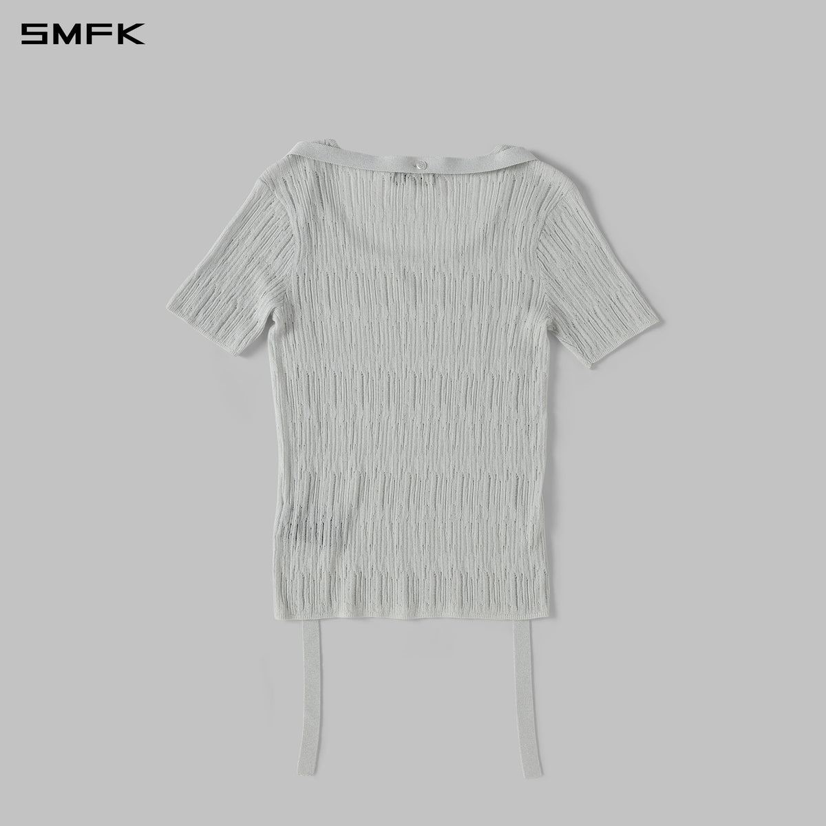 MYTH AEOLUS AURORA EVENING SLIM COLLAR KNIT TEE/METALLIC YARN AURORA SLIVER