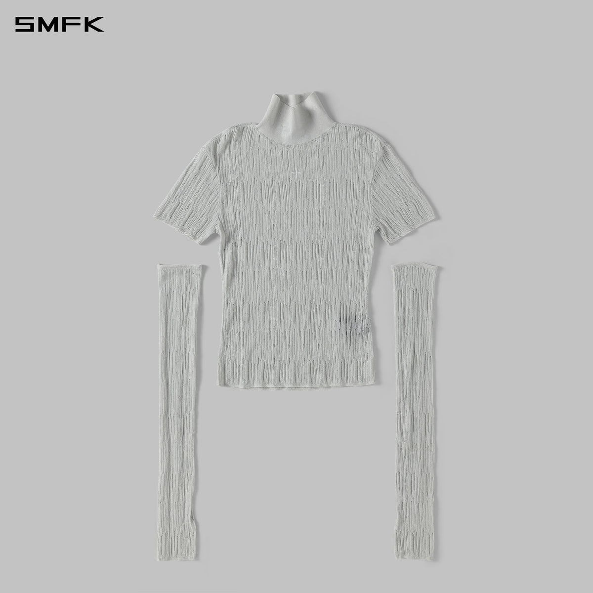 MYTH SIREN AURORA EVENING SLIM HIGH COLLAR KNIT TEE/METALLIC YARN AURORA SLIVER