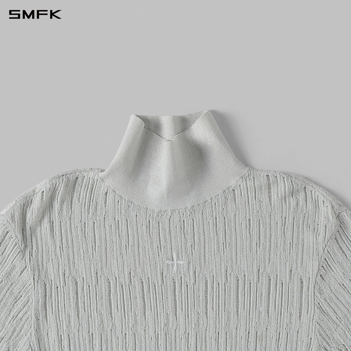 MYTH SIREN AURORA EVENING SLIM HIGH COLLAR KNIT TEE/METALLIC YARN AURORA SLIVER