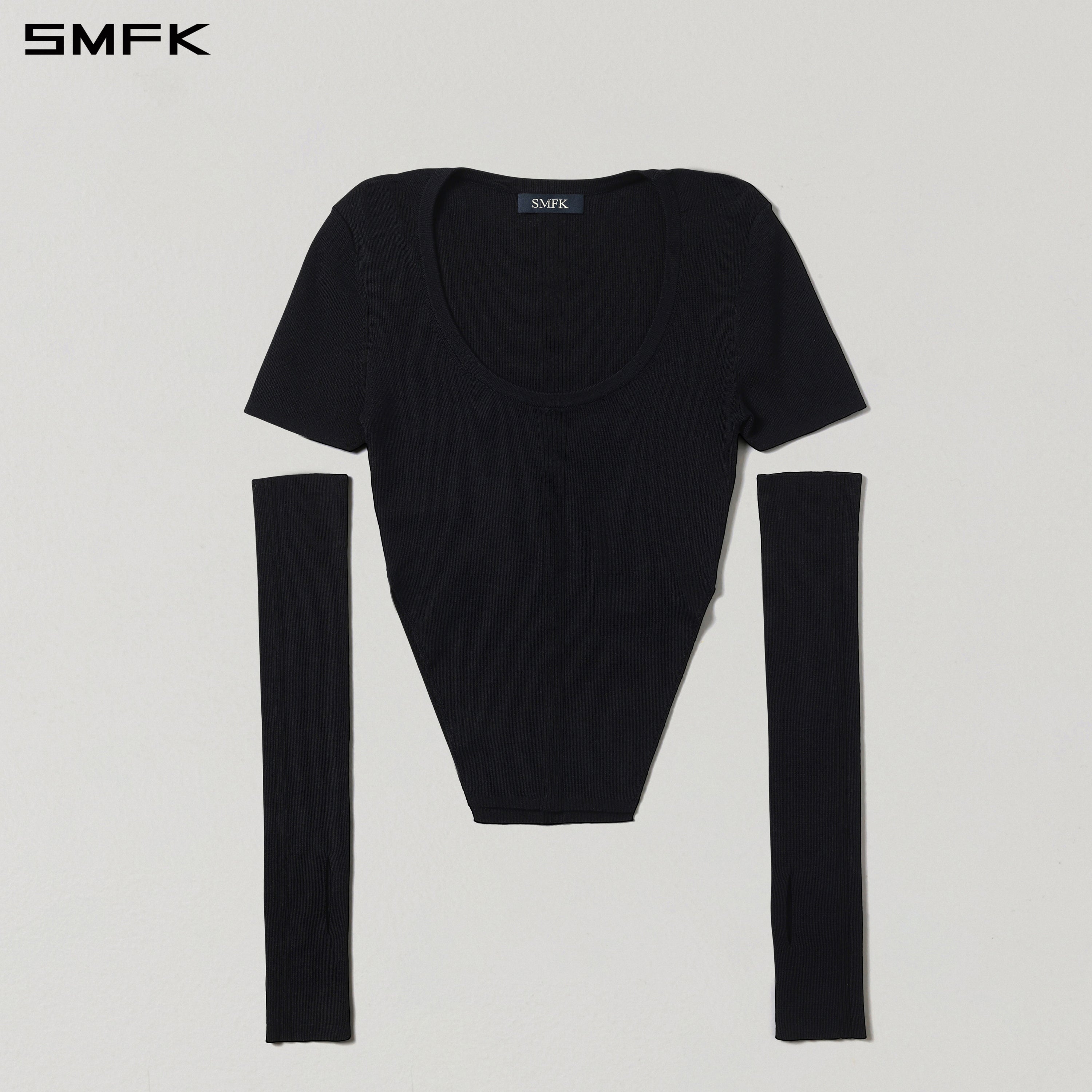 MYTH SIREN SLIM KNIT TEE/TENCEL+SILK WILD BLACK