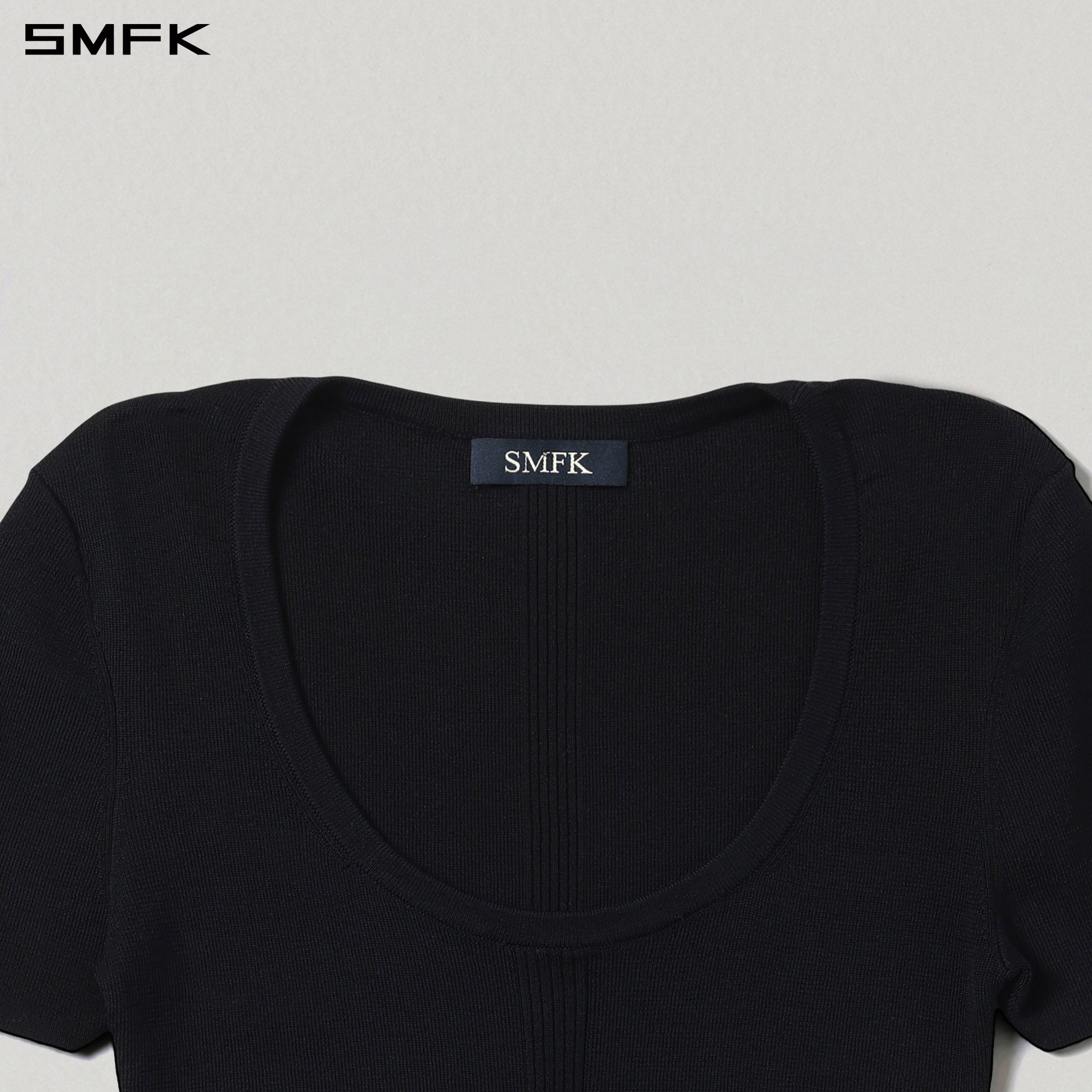 MYTH SIREN SLIM KNIT TEE/TENCEL+SILK WILD BLACK