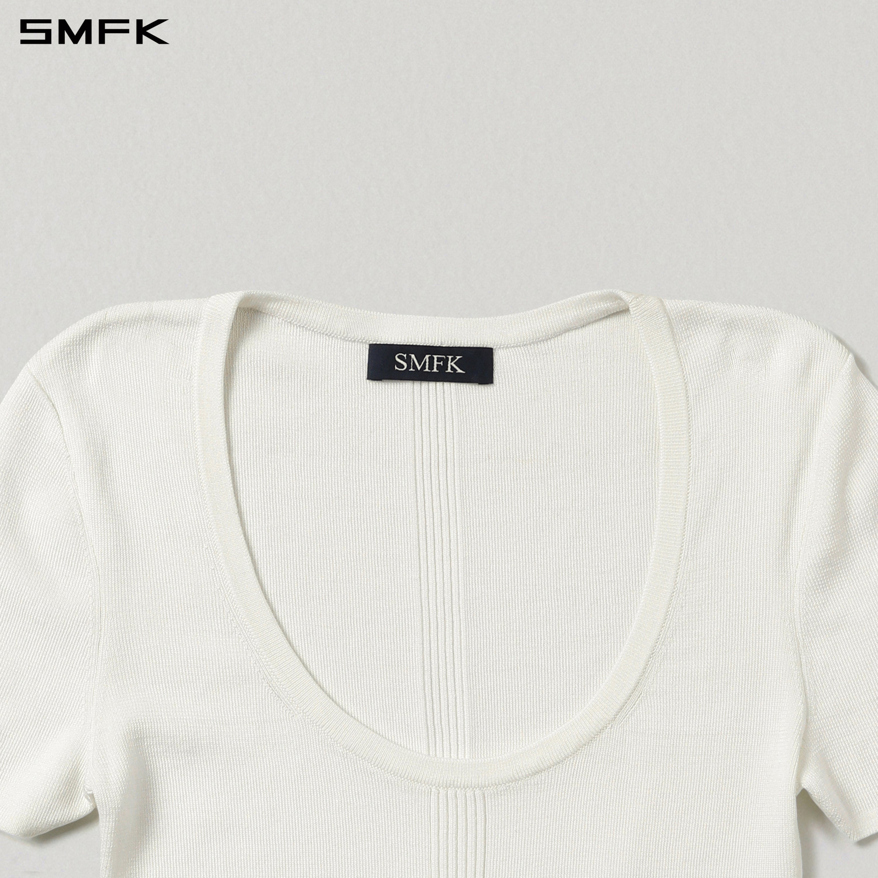 MYTH SIREN SLIM KNIT TEE/TENCEL+SILK CLOUD WHITE