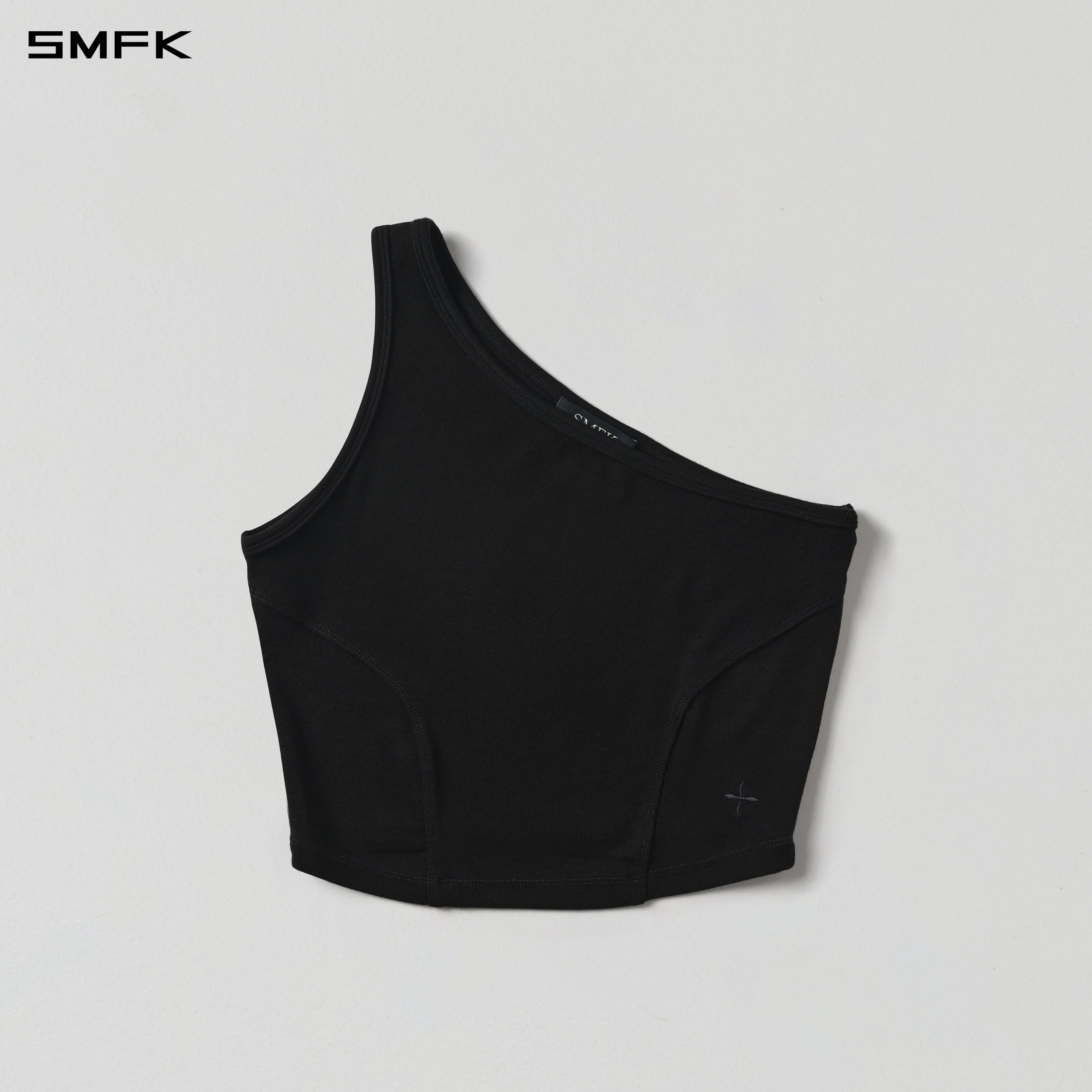 MYTH AEOLUS RIGHT SIDE SHORT TANK/TENCEL+WOOL MIDNIGHT BLACK