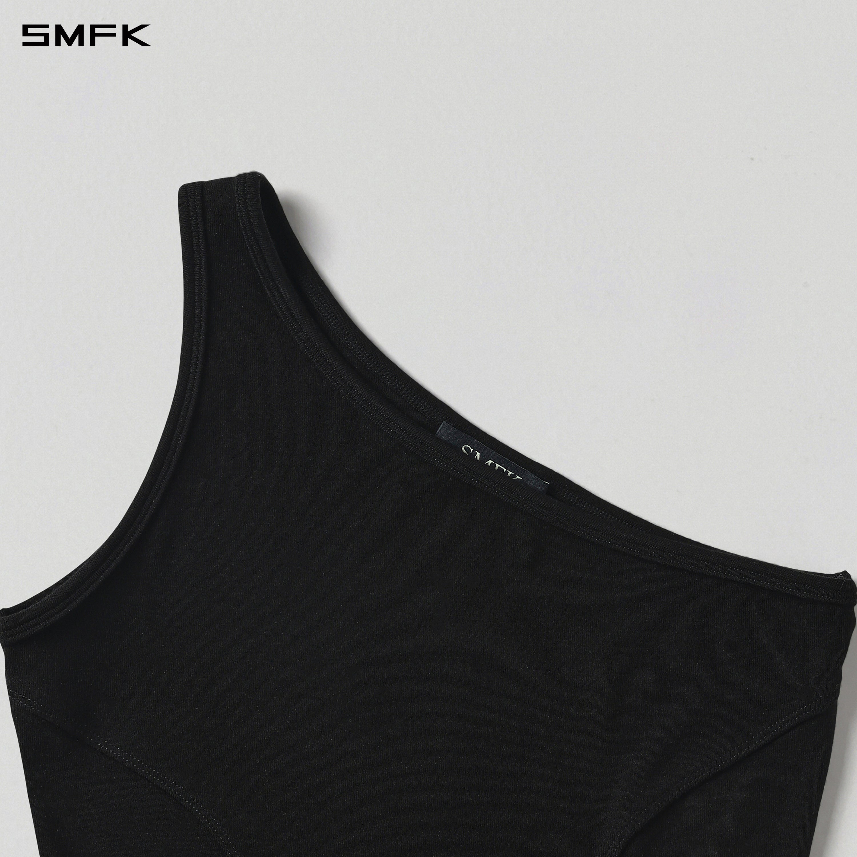 MYTH AEOLUS RIGHT SIDE SHORT TANK/TENCEL+WOOL MIDNIGHT BLACK