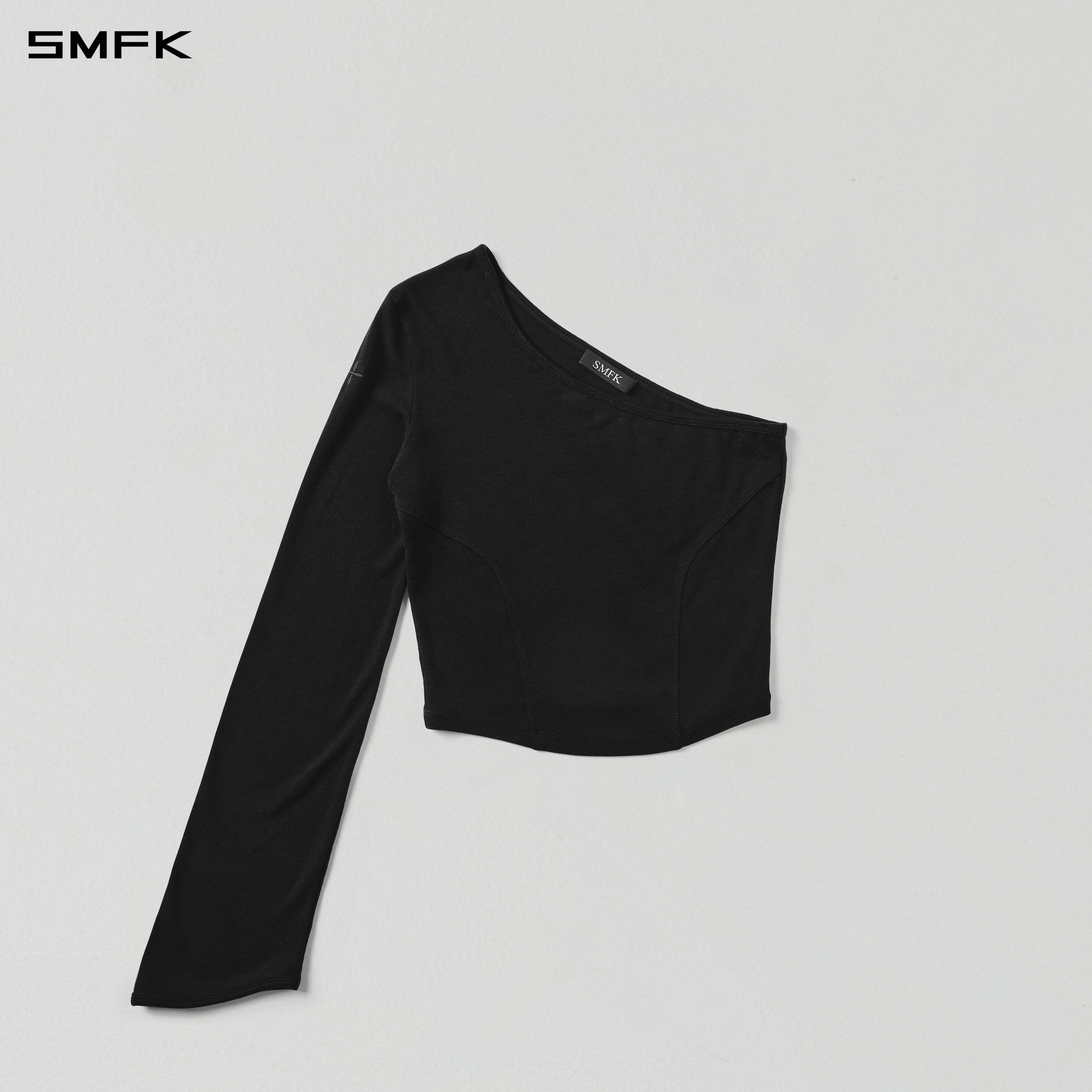 MYTH  AEOLUS RIGHT SIDE SLEEVE TANK/TENCEL+WOOL MIDNIGHT BLACK