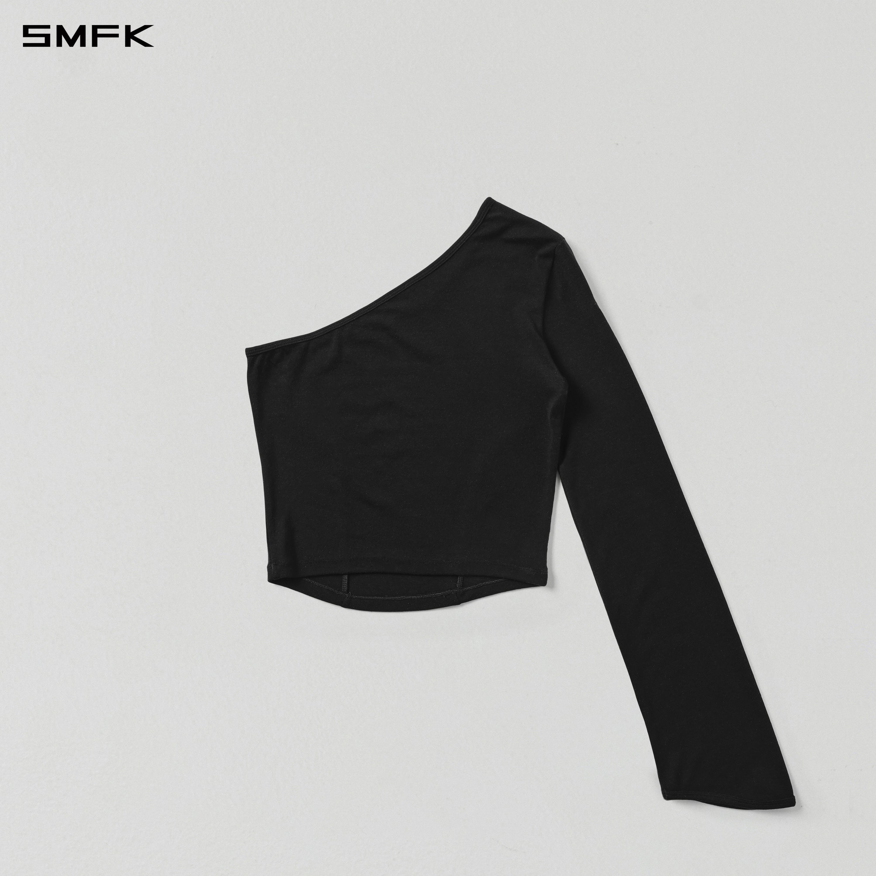 MYTH  AEOLUS RIGHT SIDE SLEEVE TANK/TENCEL+WOOL MIDNIGHT BLACK