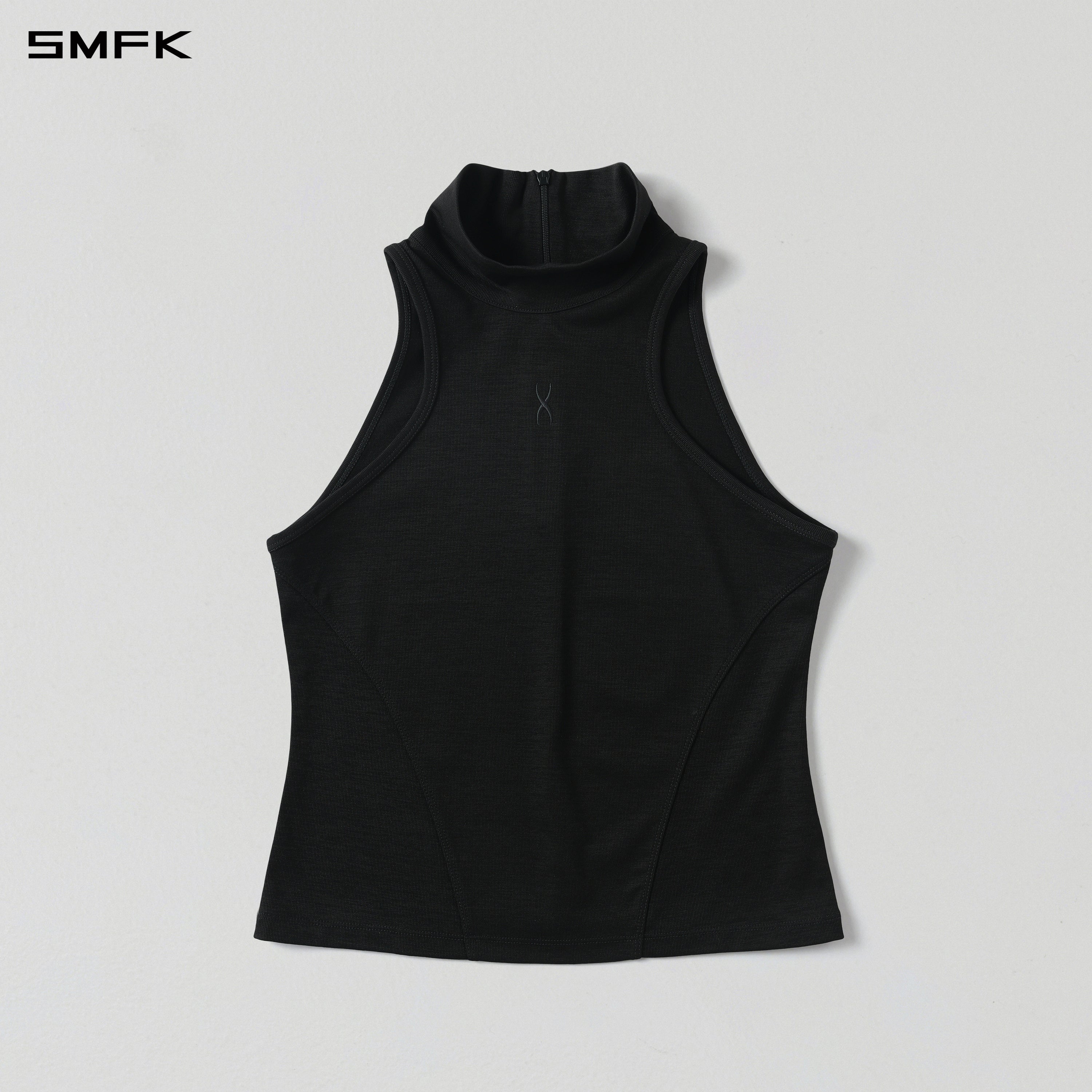 MYTH AEOLUS HIGH COLLAR EVENING VEST/COTTON+ELASTOMULTIESTER+LYOCELL  MIDNIGHT BLACK