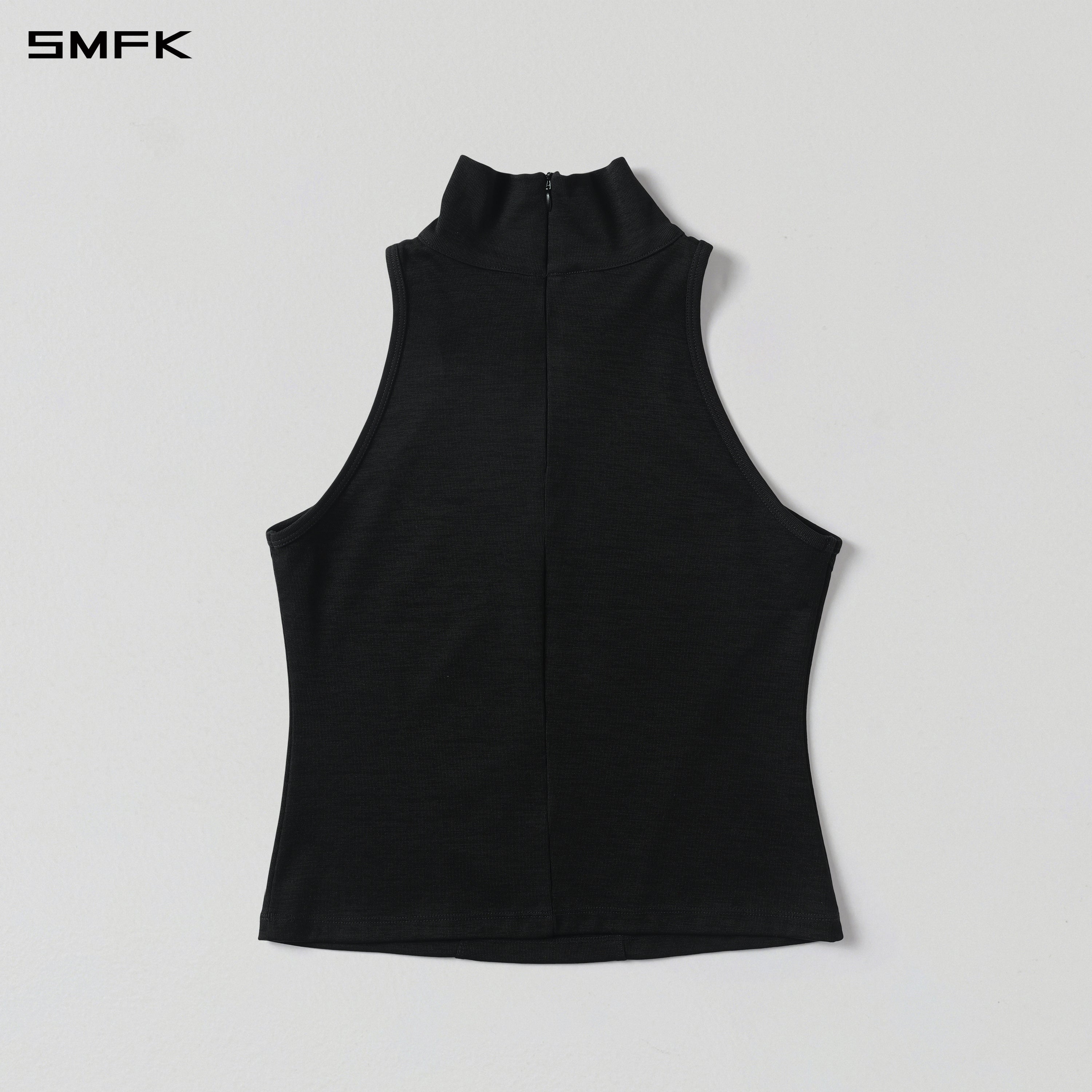 MYTH AEOLUS HIGH COLLAR EVENING VEST/COTTON+ELASTOMULTIESTER+LYOCELL  MIDNIGHT BLACK