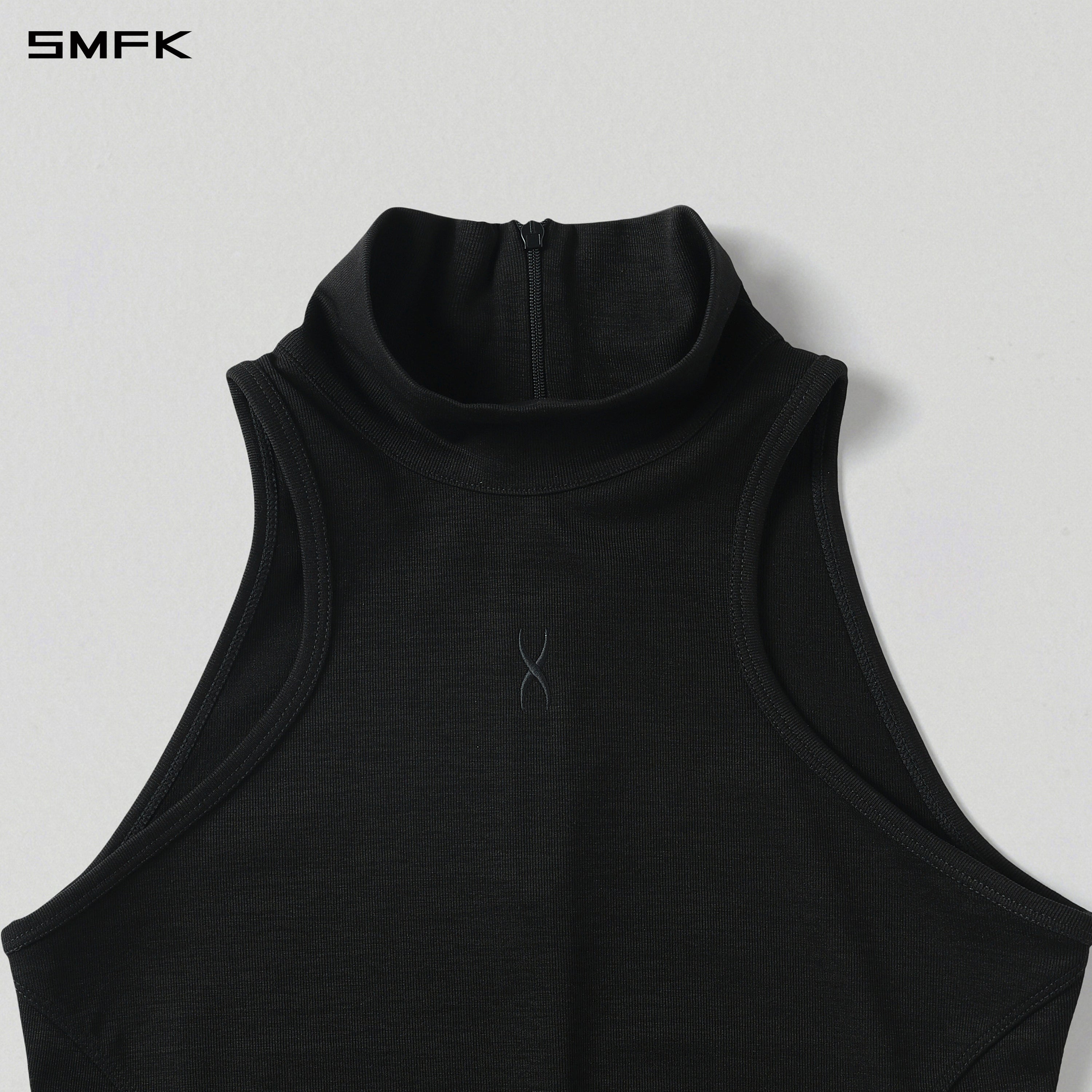 MYTH AEOLUS HIGH COLLAR EVENING VEST/COTTON+ELASTOMULTIESTER+LYOCELL  MIDNIGHT BLACK