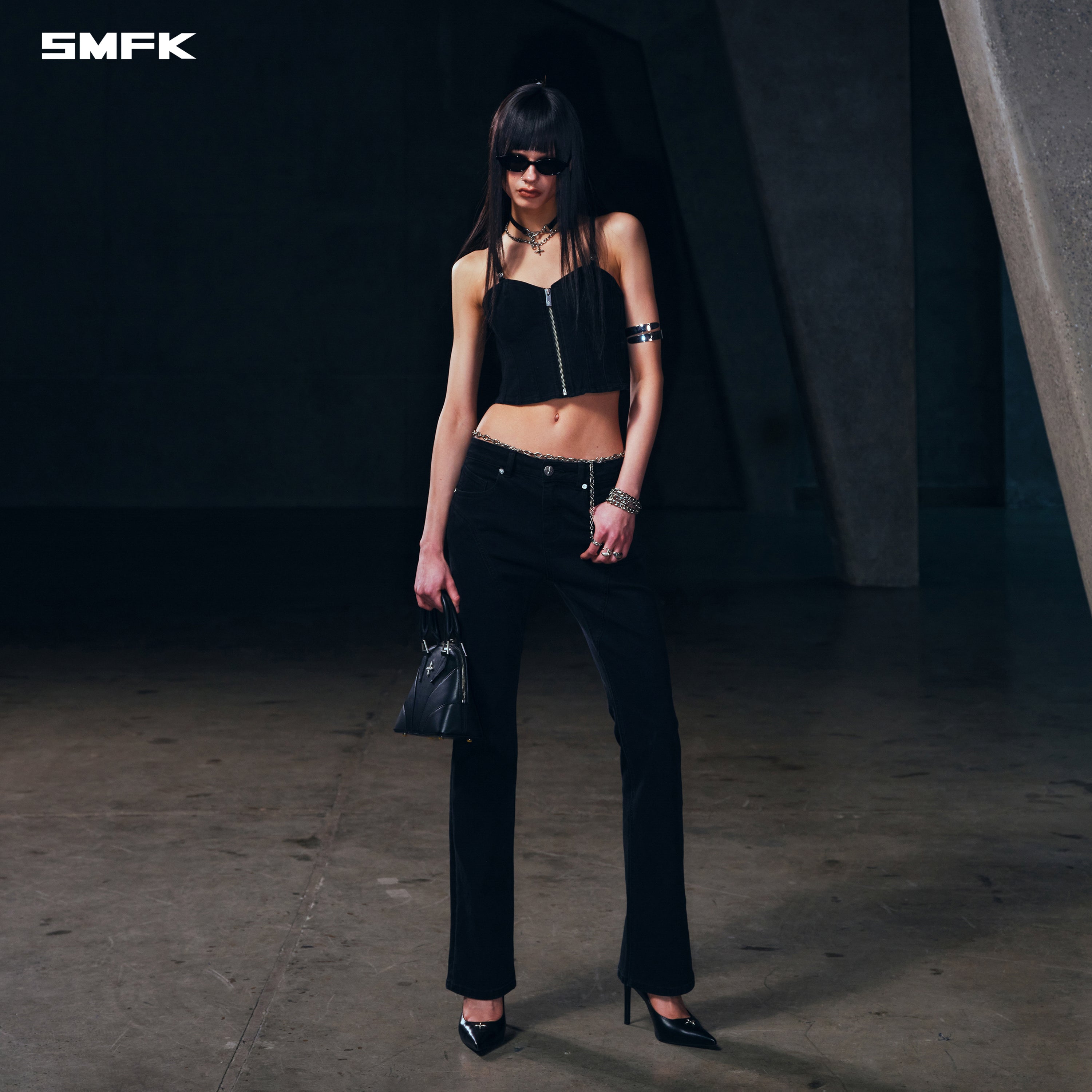 WILD MIRAGE SLIM DENIM CAMISOLE/E-COTTON WILD BLACK
