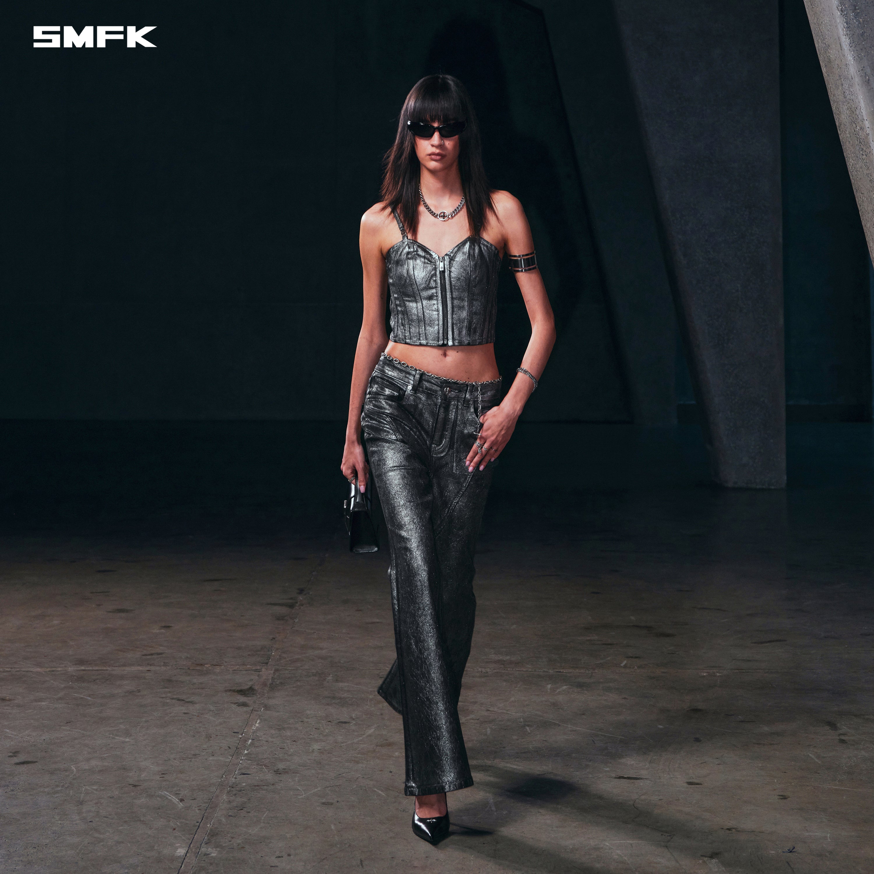 WILD MIRAGE SLIM DENIM CAMISOLE/E-COTTON SILVER NEBULA