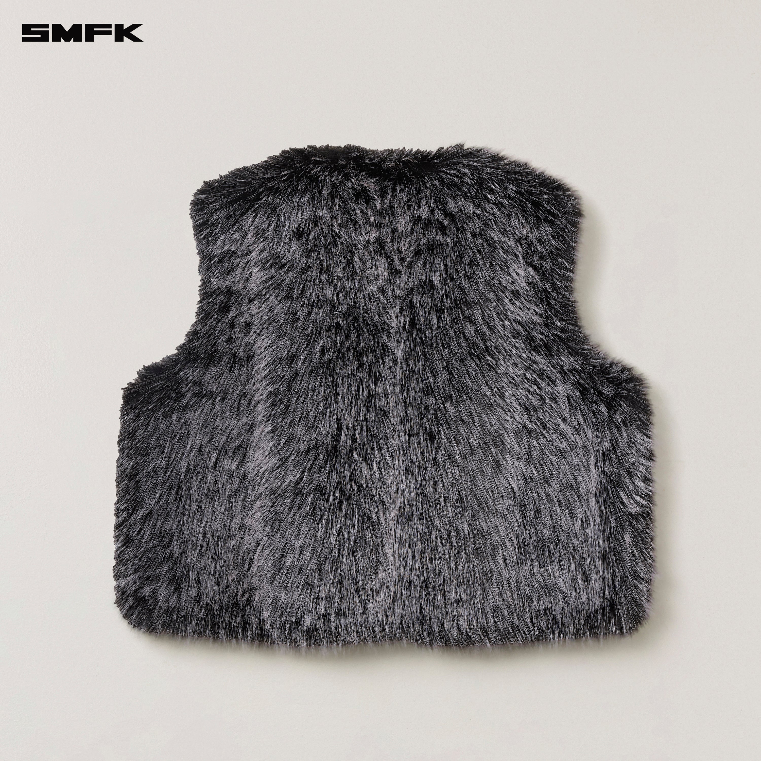 十字架の像の巨大な毛皮のベスト/フェイクファーのシルバーブラックフォックス