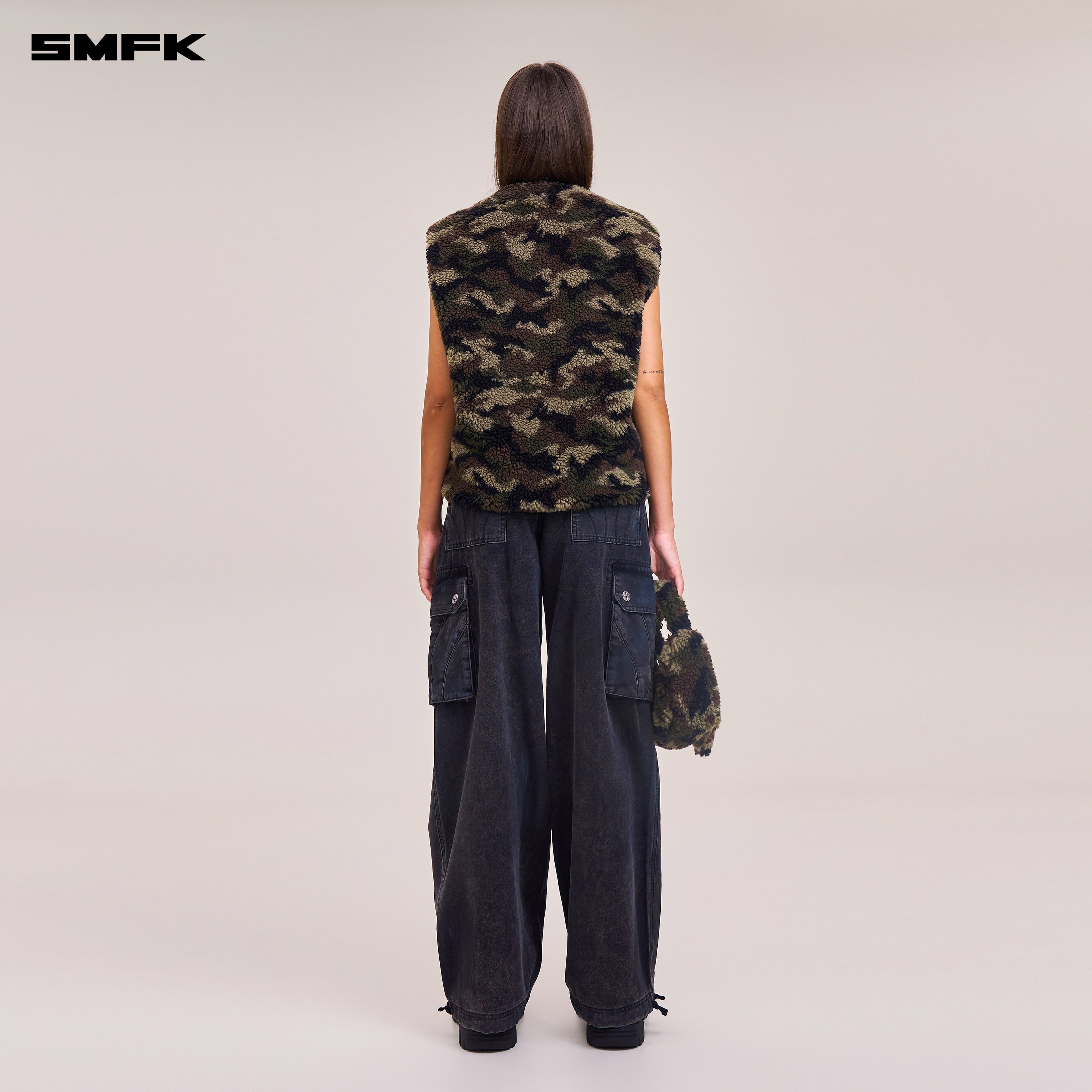 十字架像さまようウールジャカード迷彩ワイドボディベスト陸上迷彩