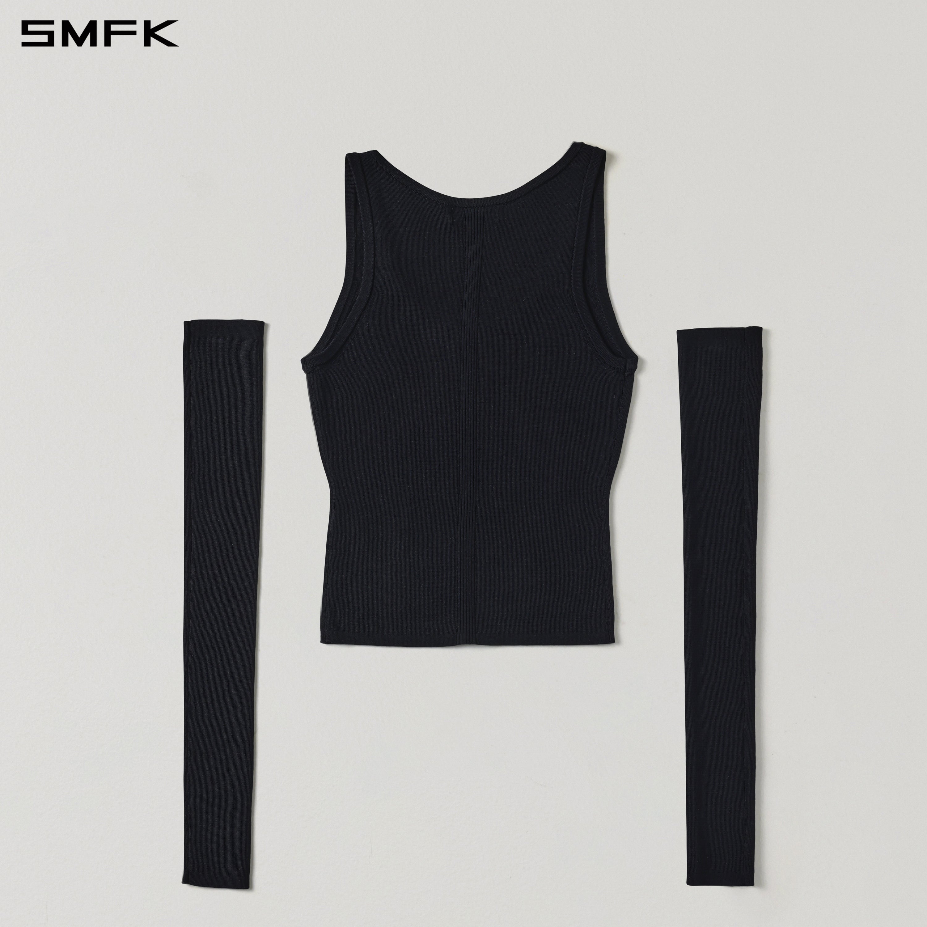 MYTH SEER SLIM KNIT VEST/TENCEL+SILK WILD BLACK