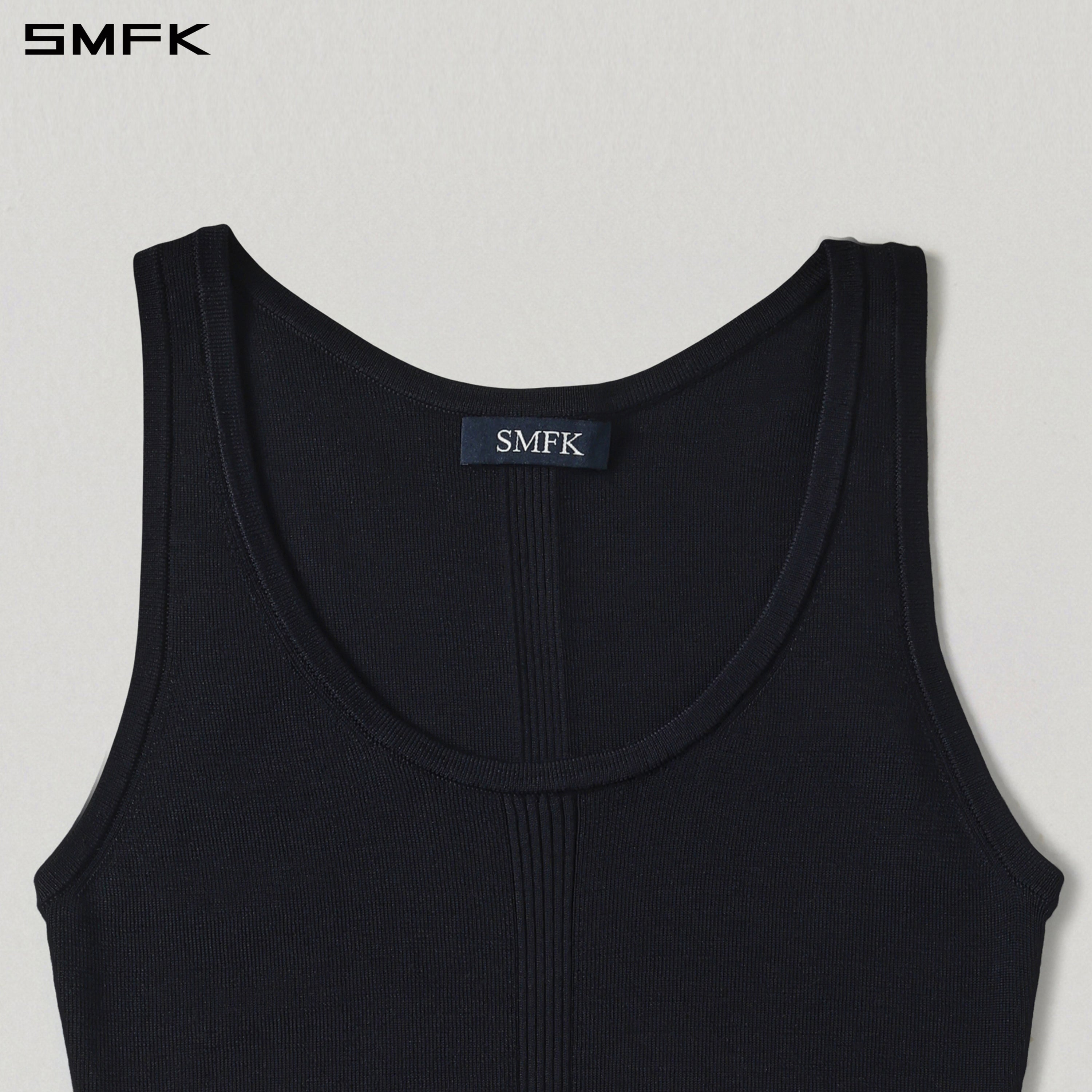MYTH SEER SLIM KNIT VEST/TENCEL+SILK WILD BLACK