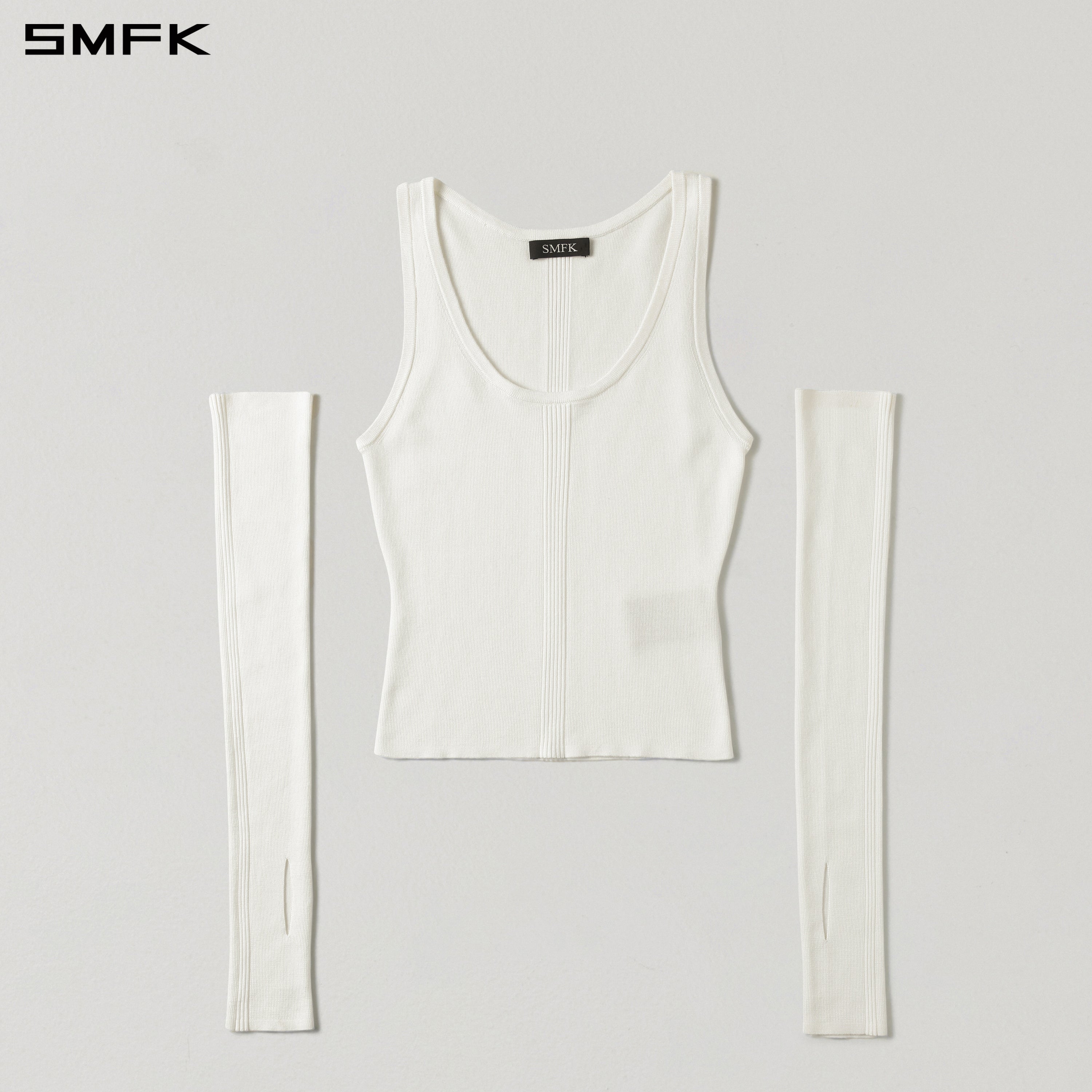MYTH SEER SLIM KNIT VEST/TENCEL+SILK CLOUD WHITE