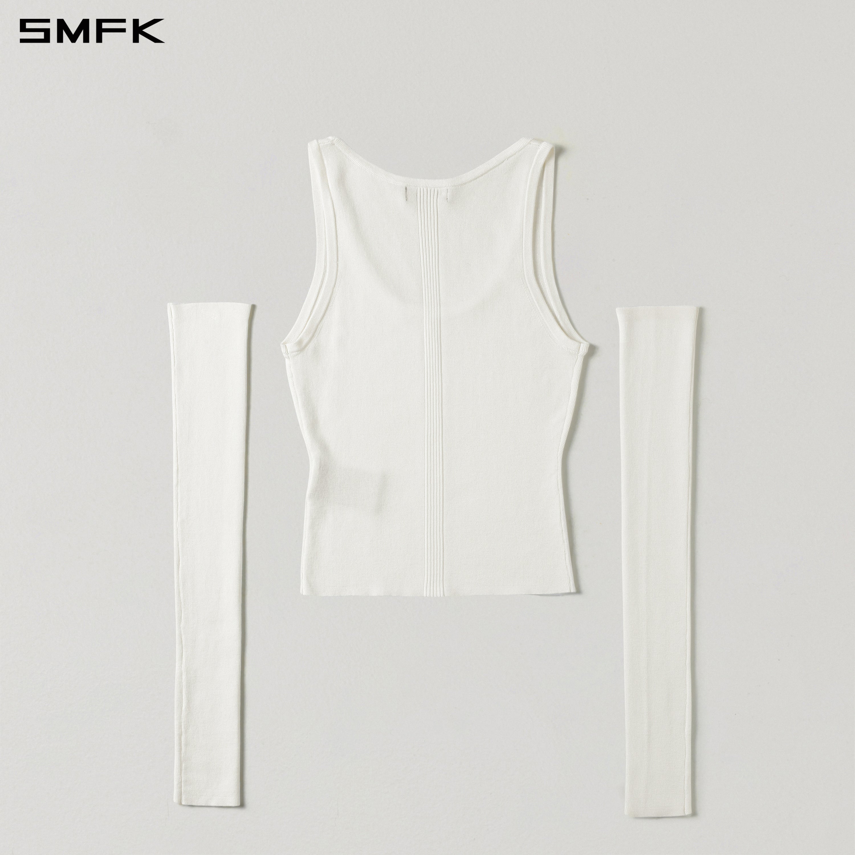 MYTH SEER SLIM KNIT VEST/TENCEL+SILK CLOUD WHITE