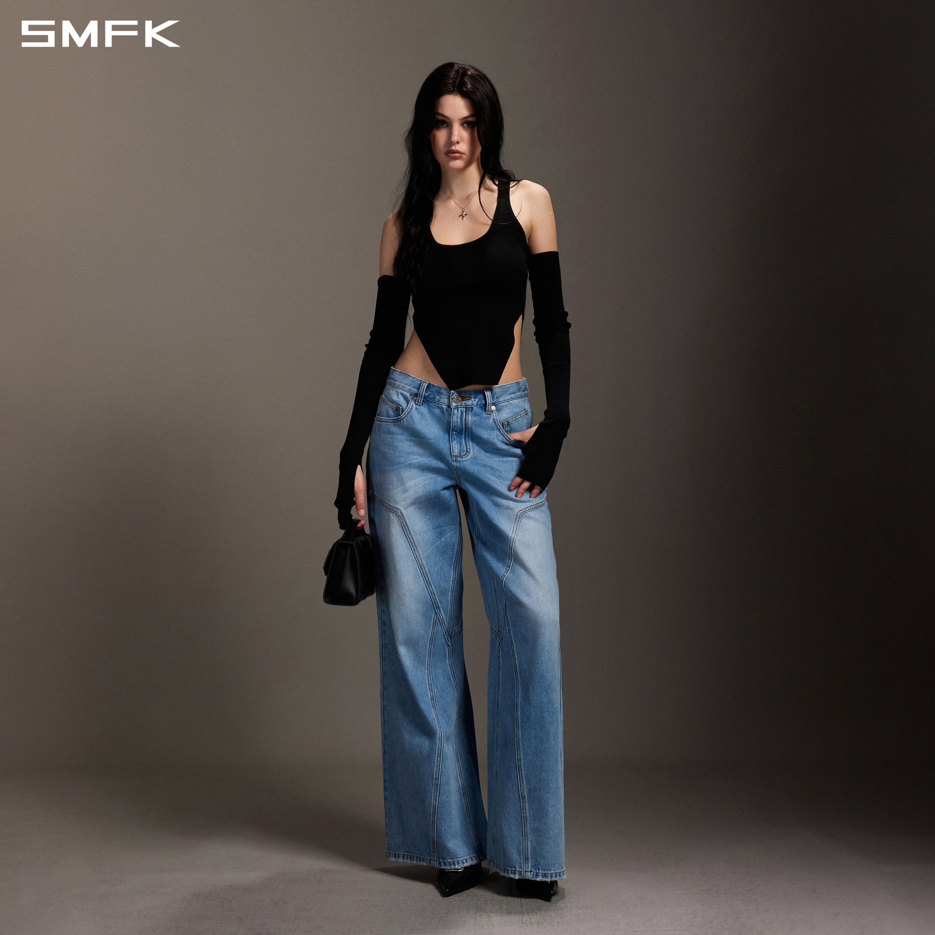 MYTH SIREN SLIM KNIT VEST/TENCEL+SILK WILD BLACK