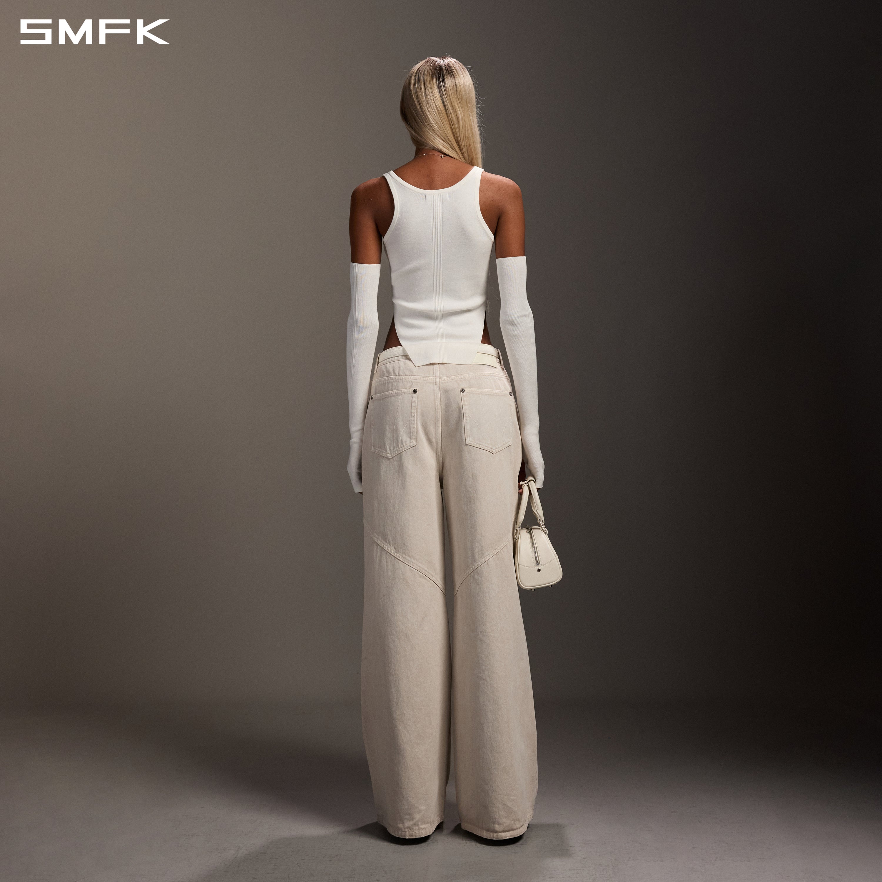 MYTH SIREN SLIM KNIT VEST/TENCEL+SILK CLOUD WHITE