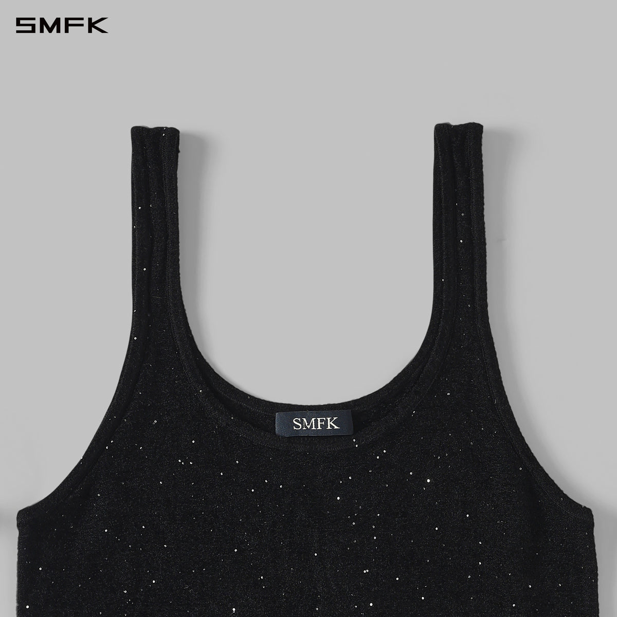 MYTH SIREN EVENING ASYMMETRIC KNIT VEST/STARRY VELVET GALAXY BLACK