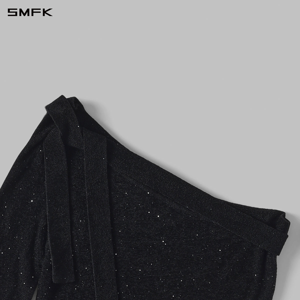 MYTH SIREN ONE-SHOULDER EVENING KNIT PULLOVER/STARRY VELVET GALAXY BLACK