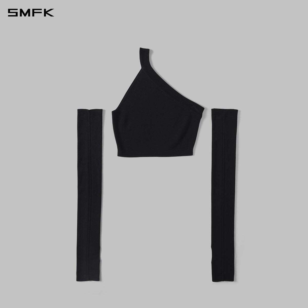 MYTH SIREN ONE-SHOULDER EVENING KNIT VEST/LENZING TENCEL+SILK+COTTON WILD BLACK