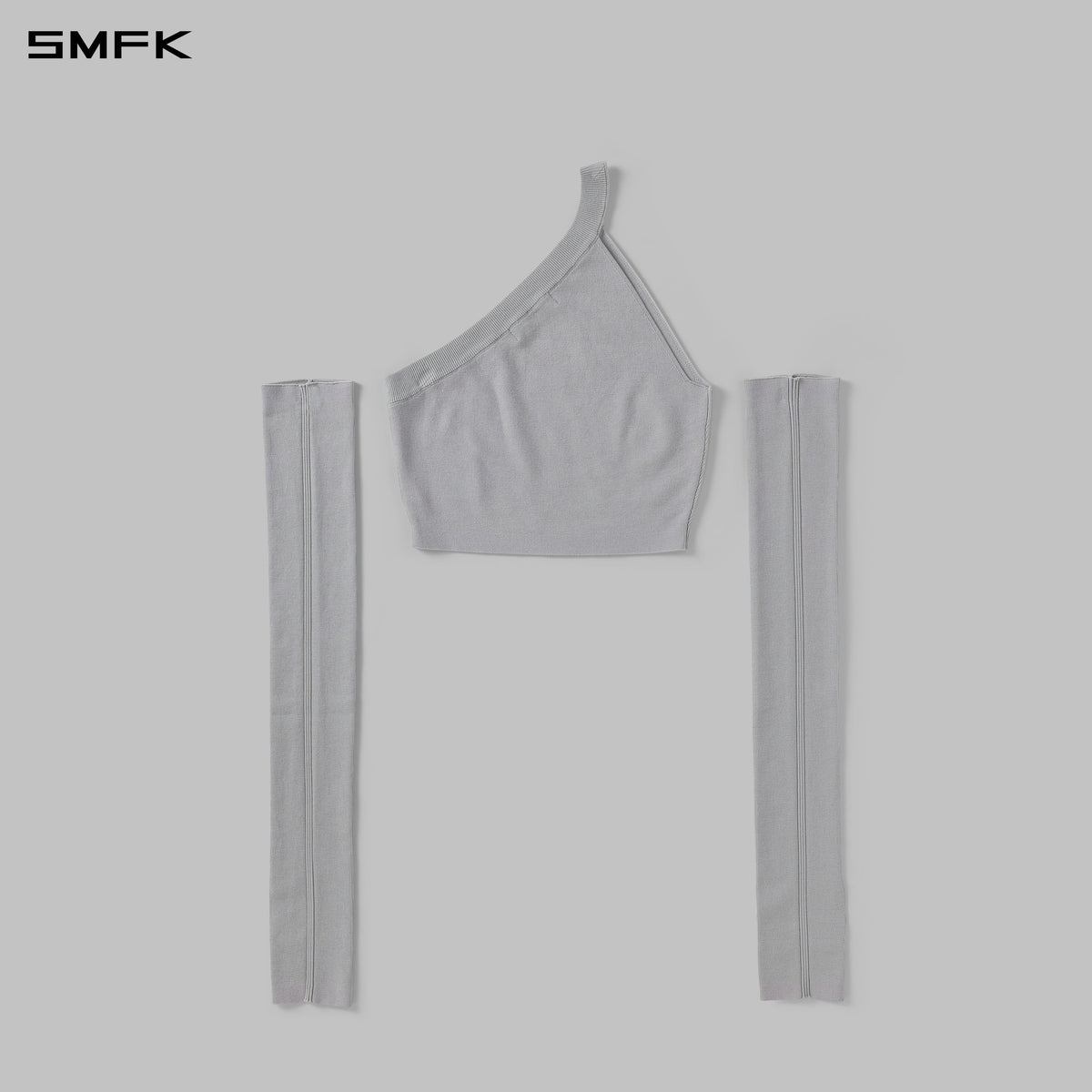 MYTH SIREN ONE-SHOULDER EVENING KNIT VEST/LENZING TENCEL+SILK+COTTON GLACIER GREY