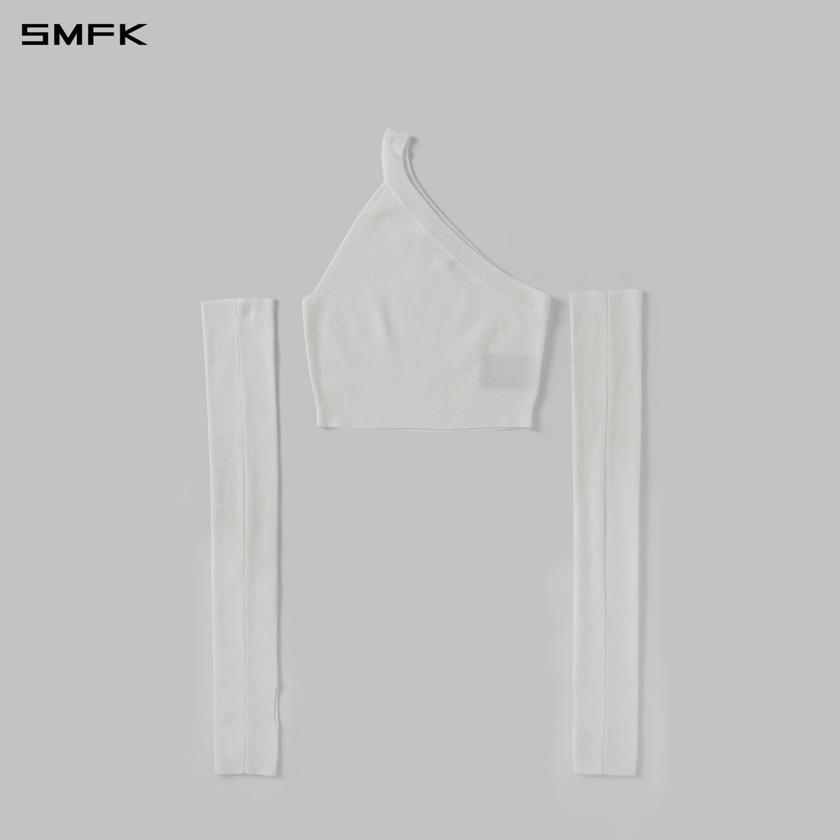 MYTH SIREN ONE-SHOULDER EVENING KNIT VEST/LENZING TENCEL+SILK+COTTON CLOUD WHITE
