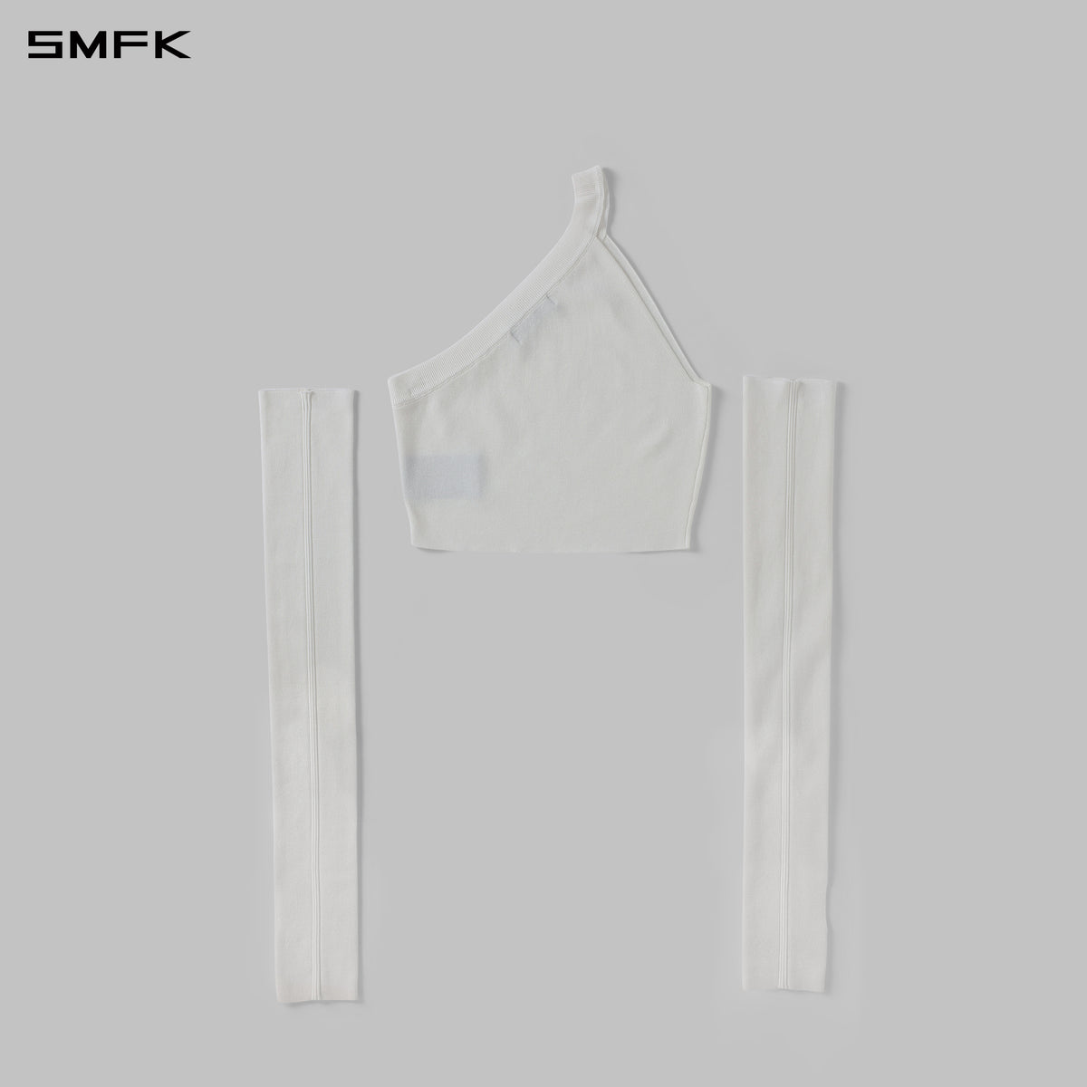 MYTH SIREN ONE-SHOULDER EVENING KNIT VEST/LENZING TENCEL+SILK+COTTON CLOUD WHITE