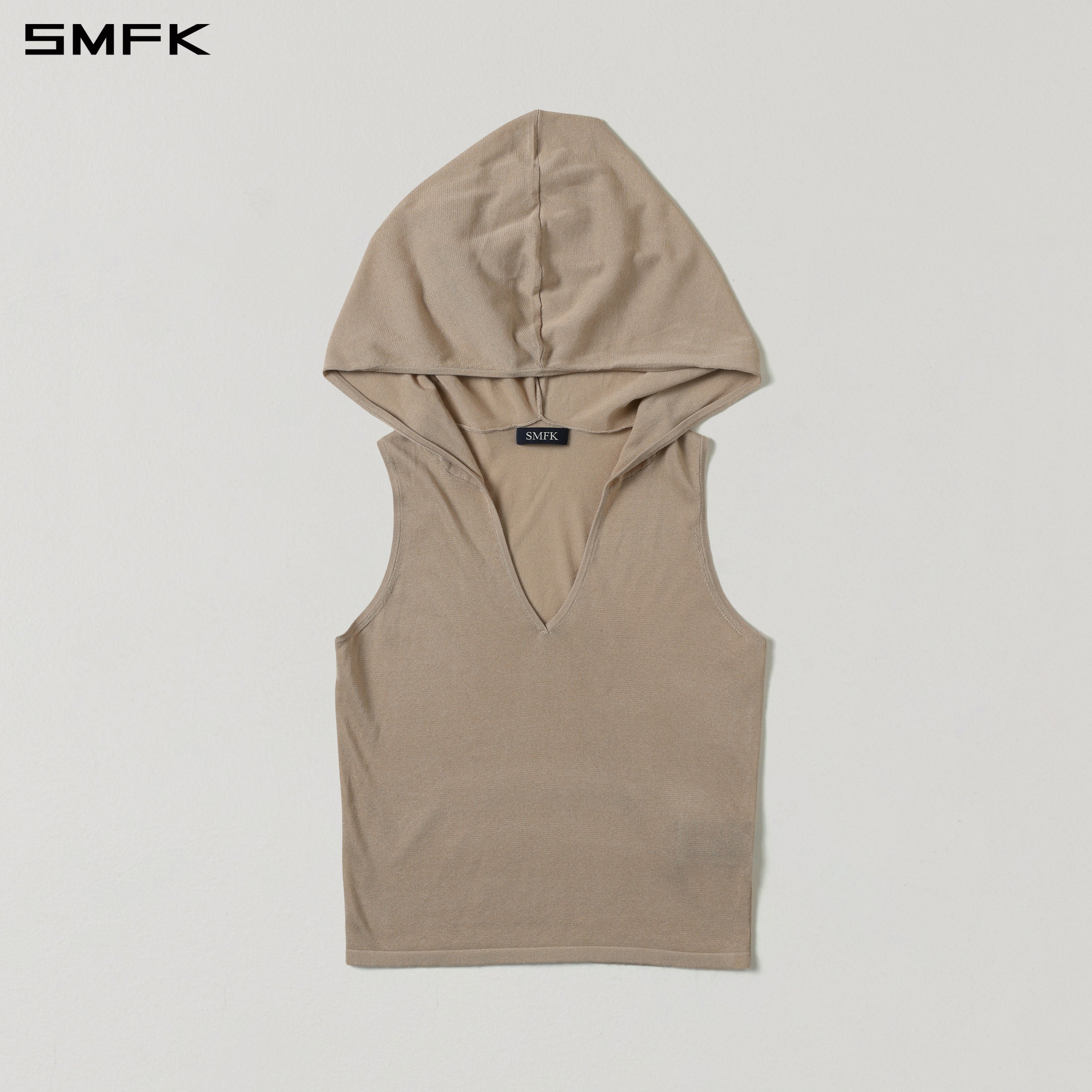 MYTH SIREN ROVE KNIT HOOD VEST/ACETATE+COTTON FRESH SKIN