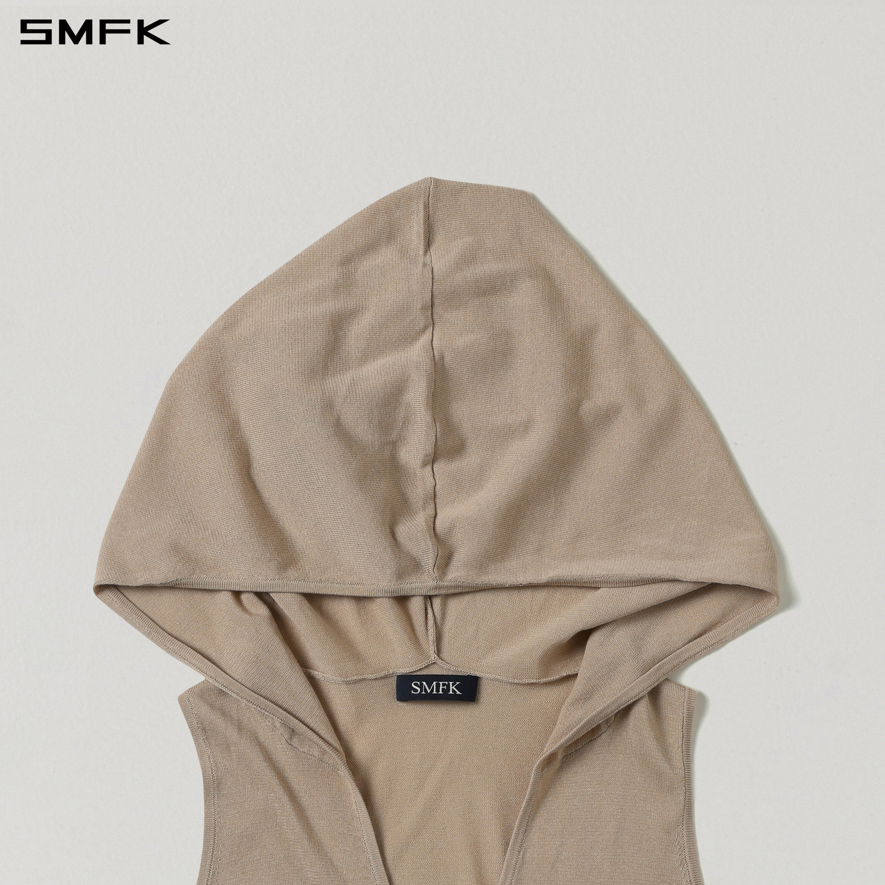 MYTH SIREN ROVE KNIT HOOD VEST/ACETATE+COTTON FRESH SKIN