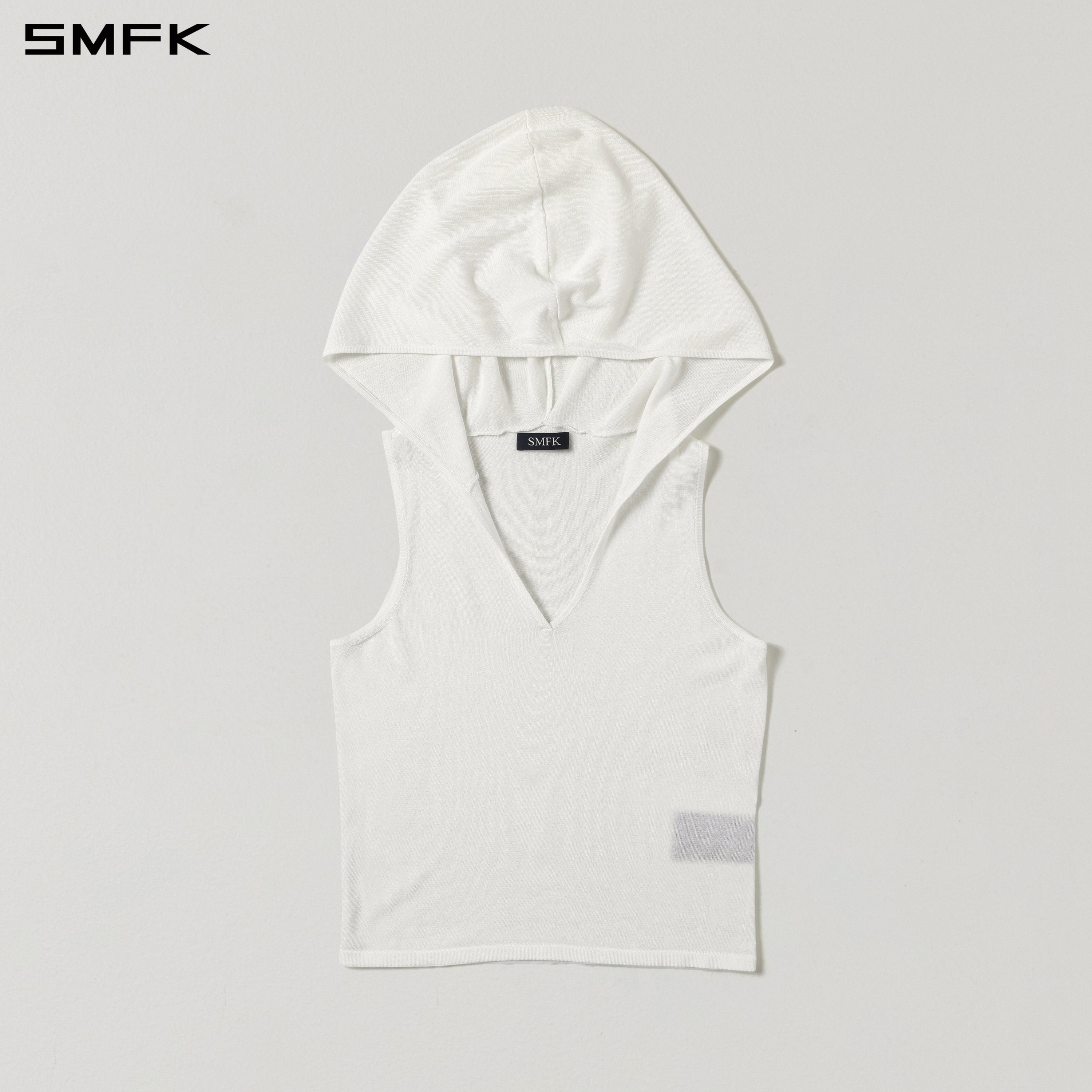 MYTH SIREN ROVE KNIT HOOD VEST/ACETATE+COTTON CLOUD WHITE