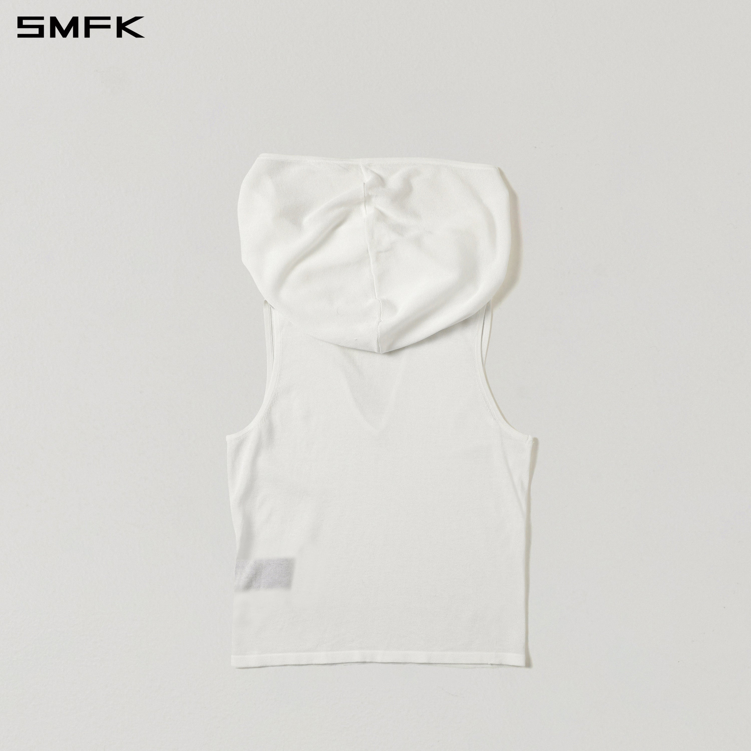 MYTH SIREN ROVE KNIT HOOD VEST/ACETATE+COTTON CLOUD WHITE